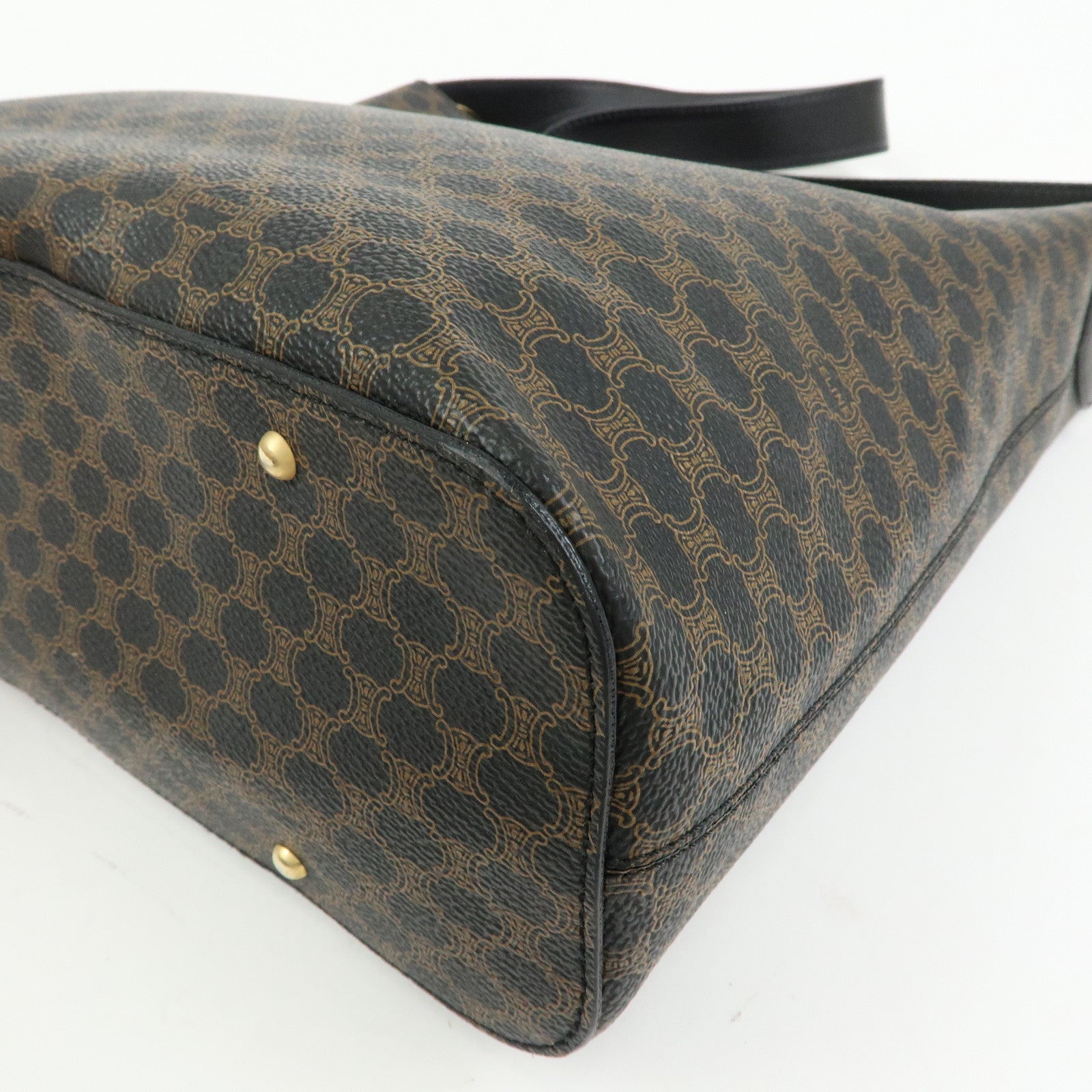 CELINE Macadam PVC Leather Shoulder Bag Black Brown