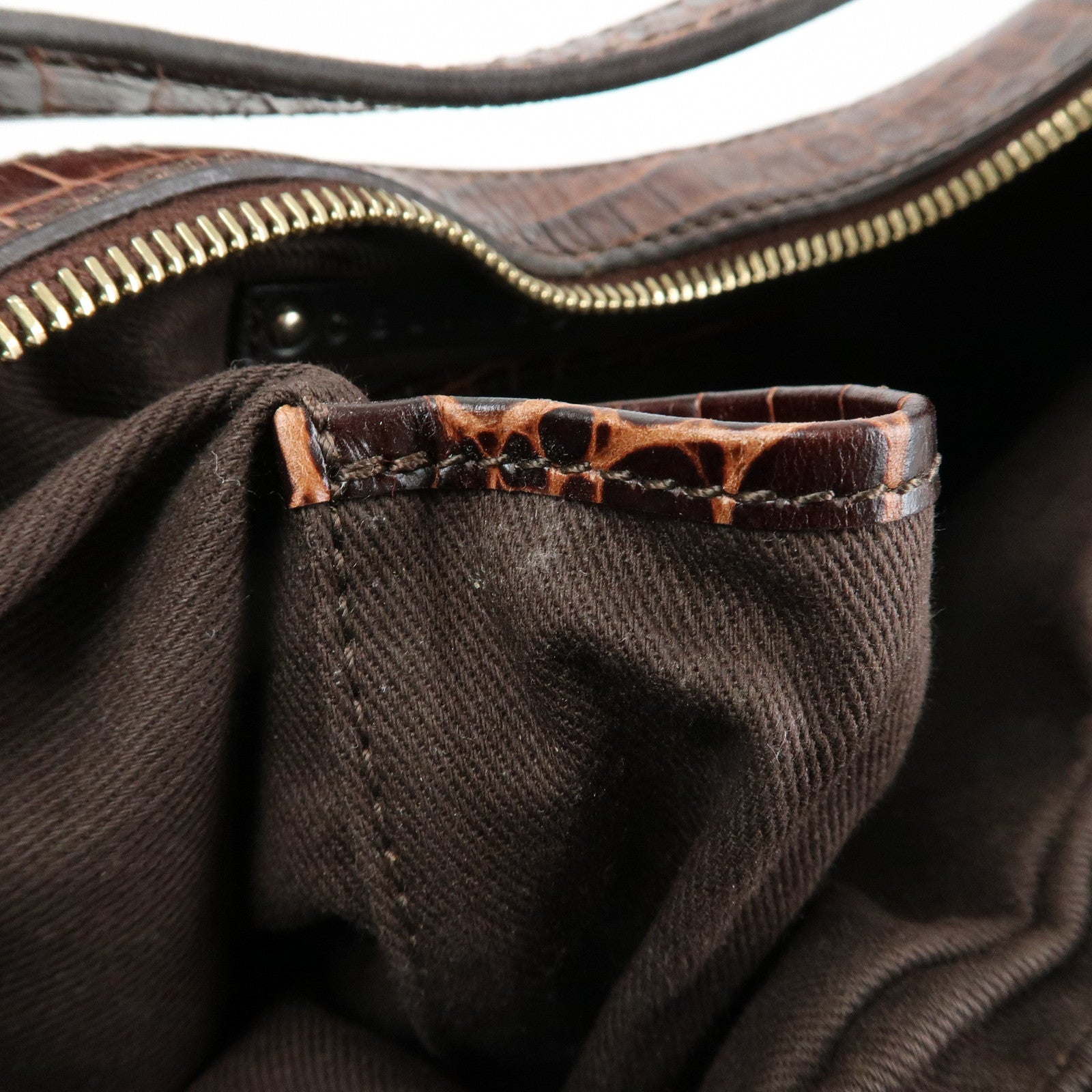 CELINE Macadam Canvas Leather Shoulder Bag Hand Bag Brown