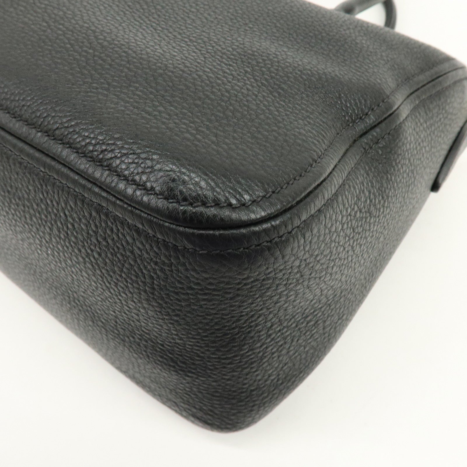 PRADA Leather 2Way Bag Hand Bag Shoulder Bag Black 1BB023