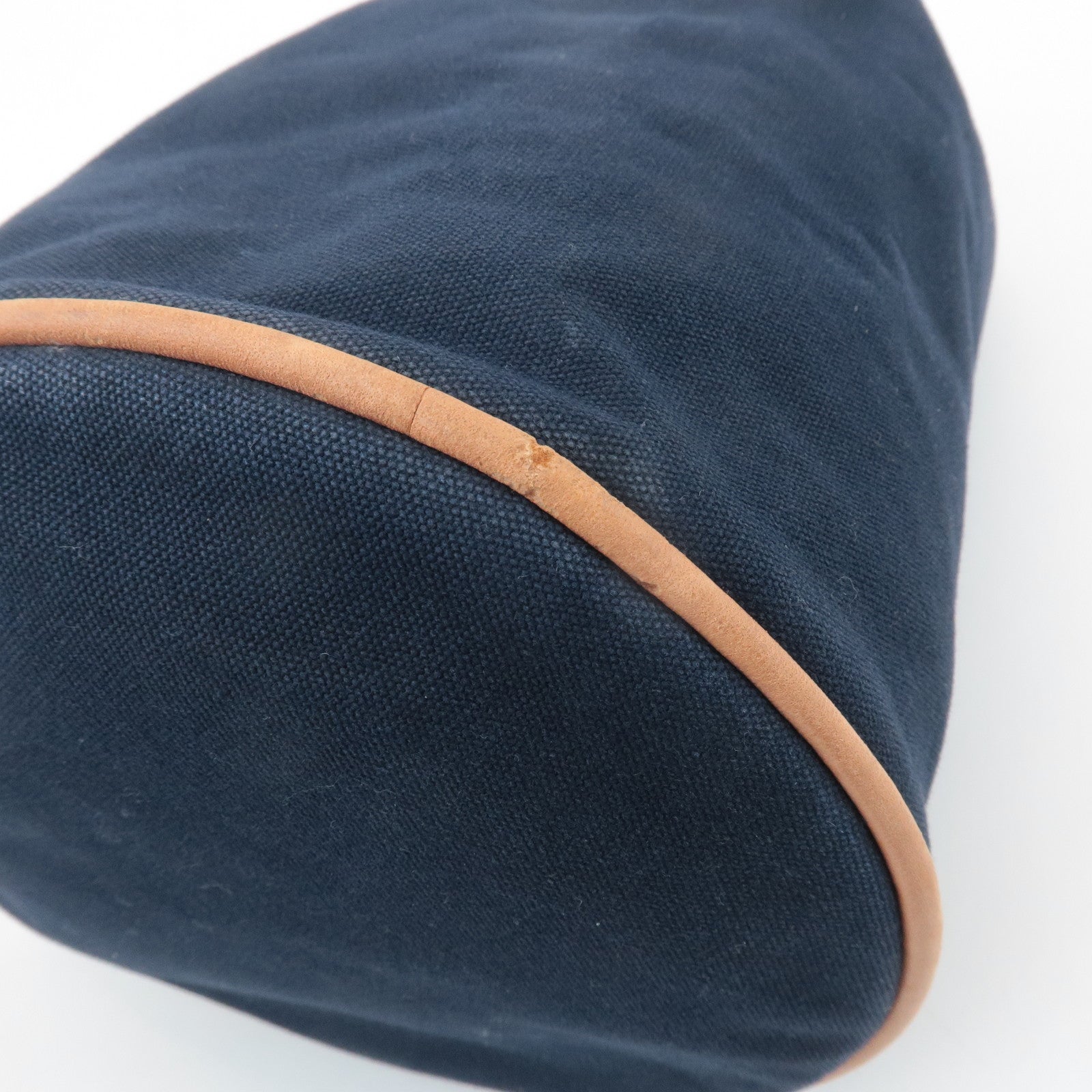 HERMES Canvas Leather Porochon Mimil PM Drawstring Shoulder Bag Used