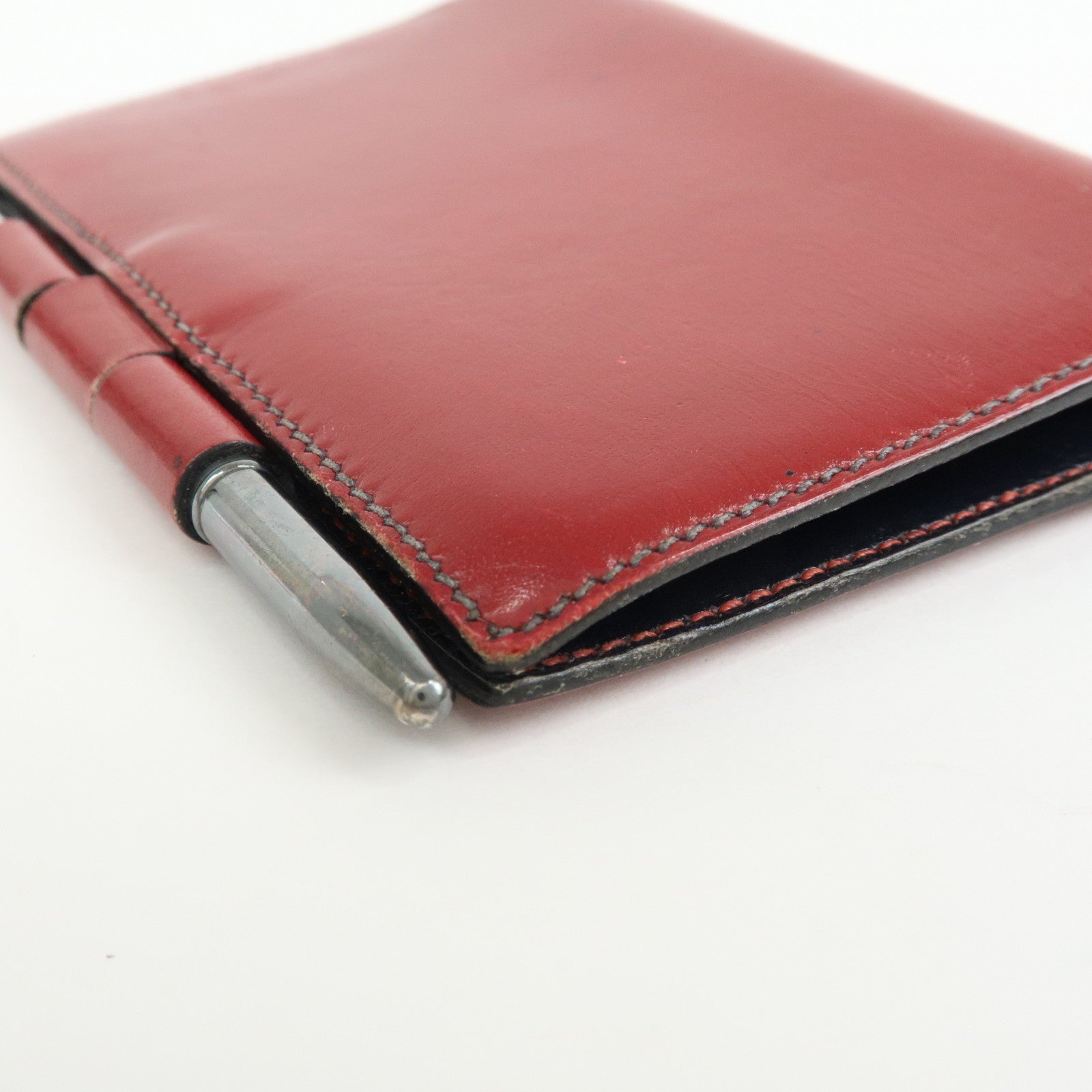 HERMES Box Calf Leather Agenda PM Planner Cover 〇Q Stamped Red