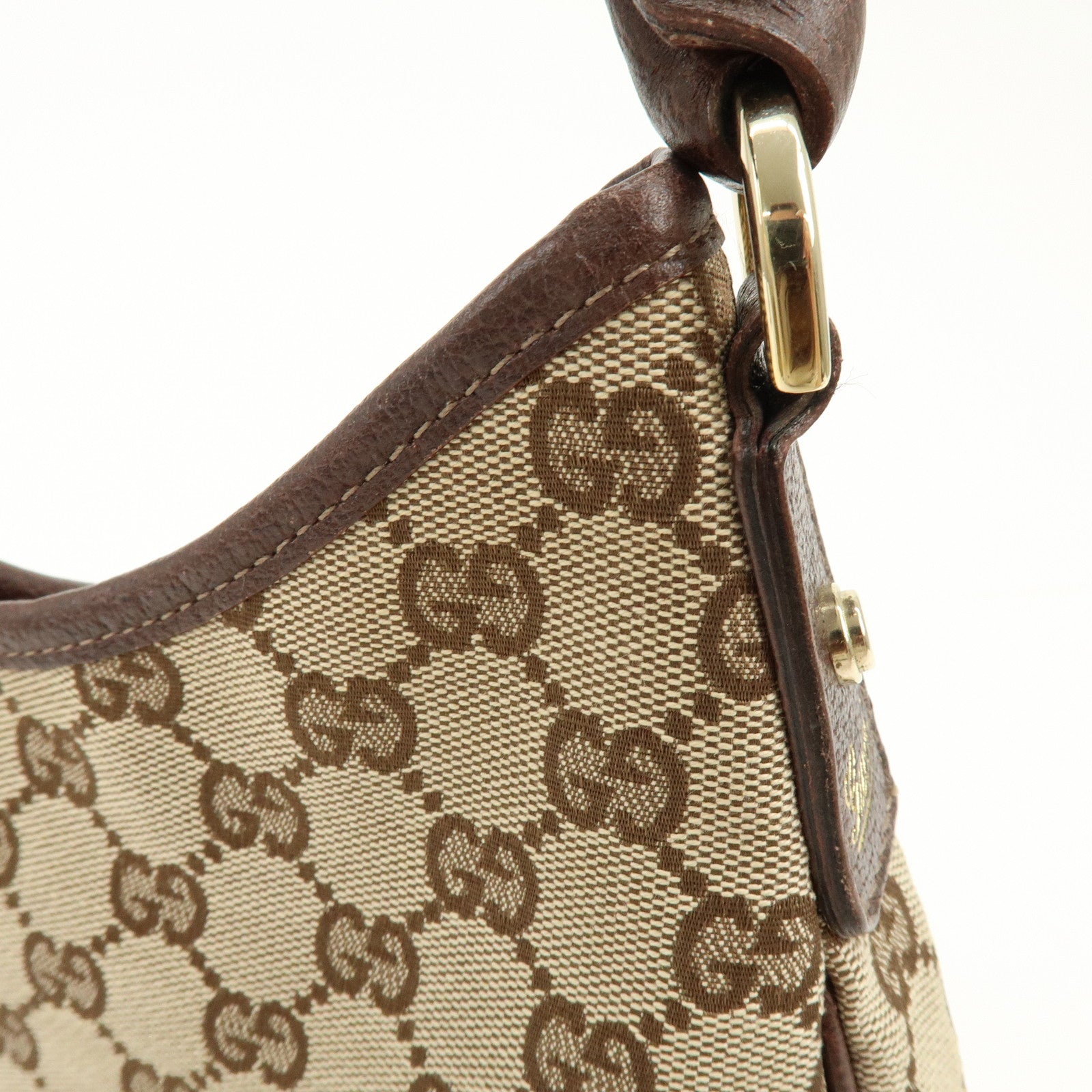 GUCCI Abbey GG Canvas Leather Shoulder Bag Beige Brown 130738