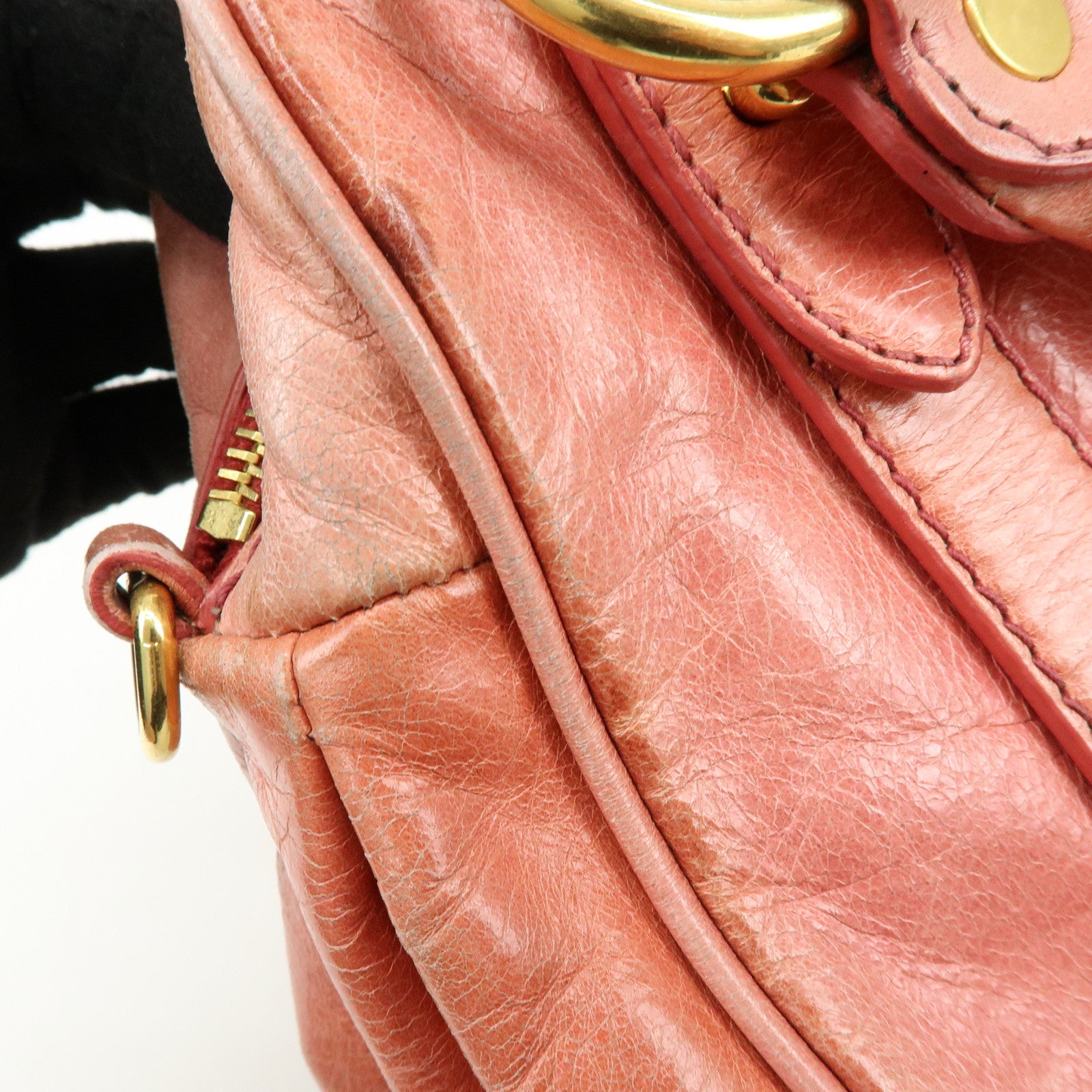 MIU MIU Leather 2Way Bag Hand Bag Shoulder Bag Pink
