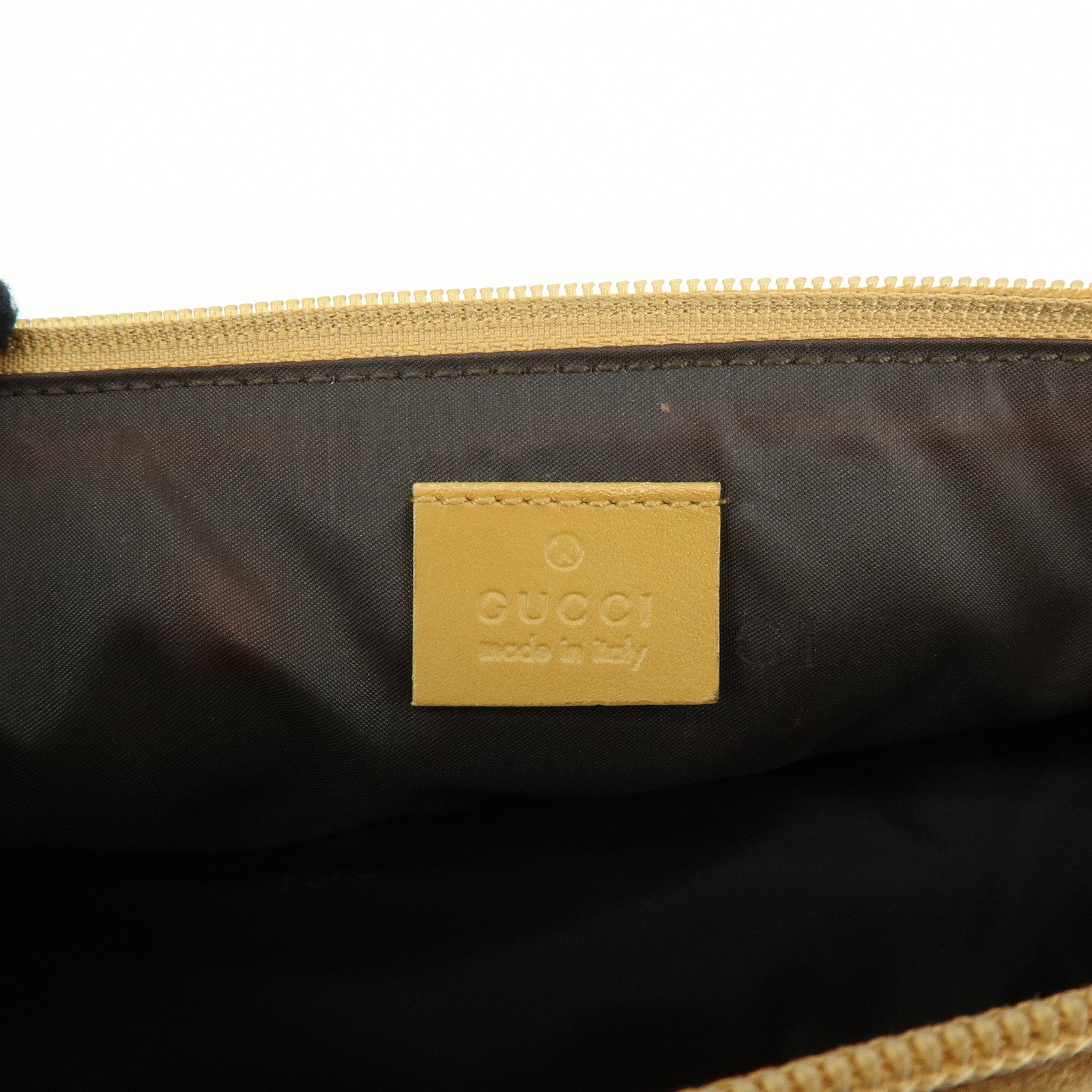 GUCCI Boat Bag Suede Leather Pouch Hand Bag Brown 039.1103