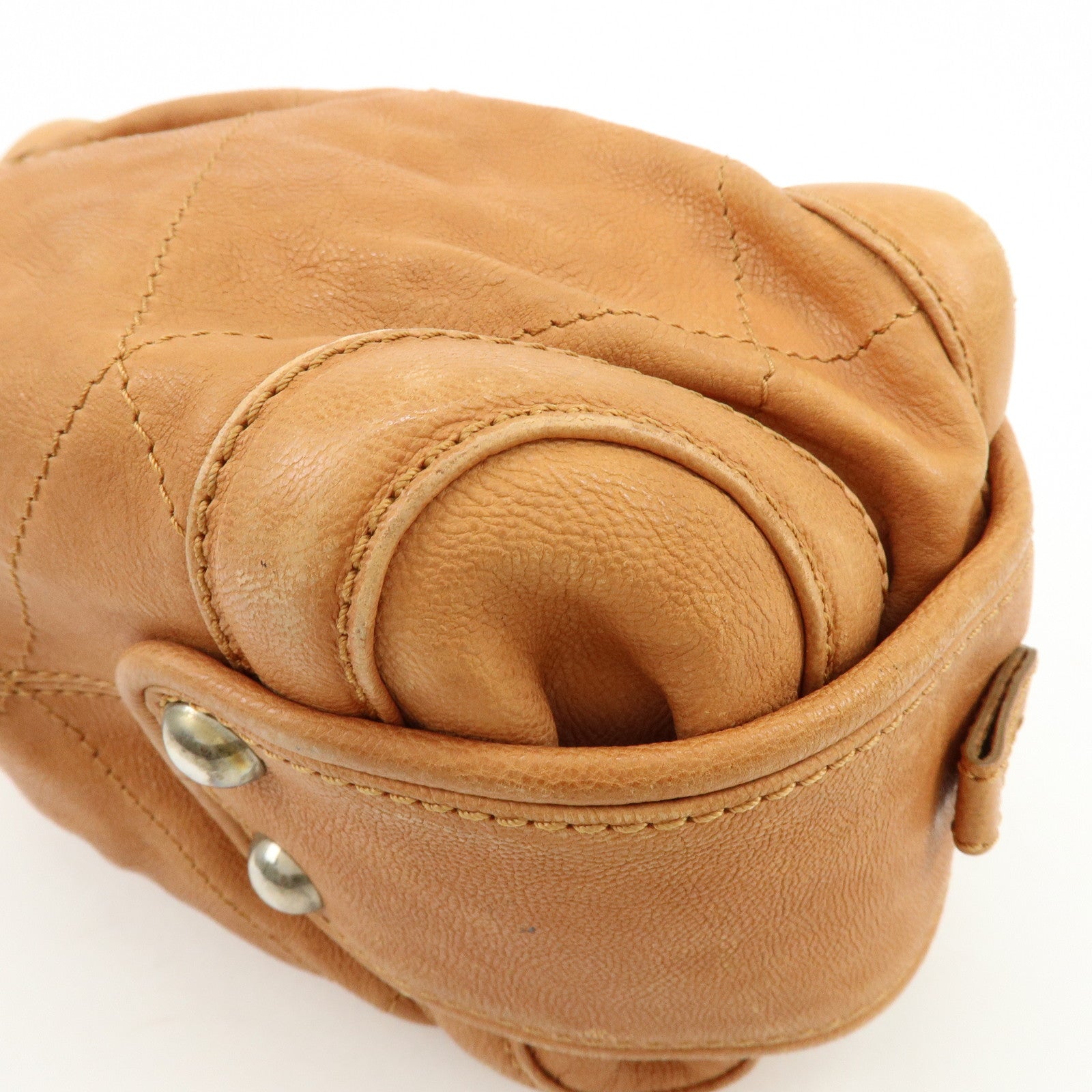 CHANEL COCO Mark Calf Leather Hand Bag Brown