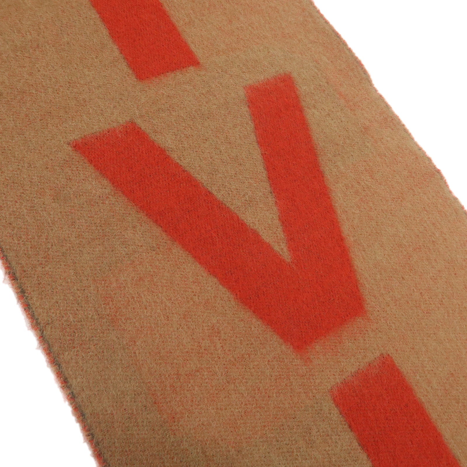 Louis Vuitton Wool Cashmere Echarpe V Istoric Scarf Brown Red