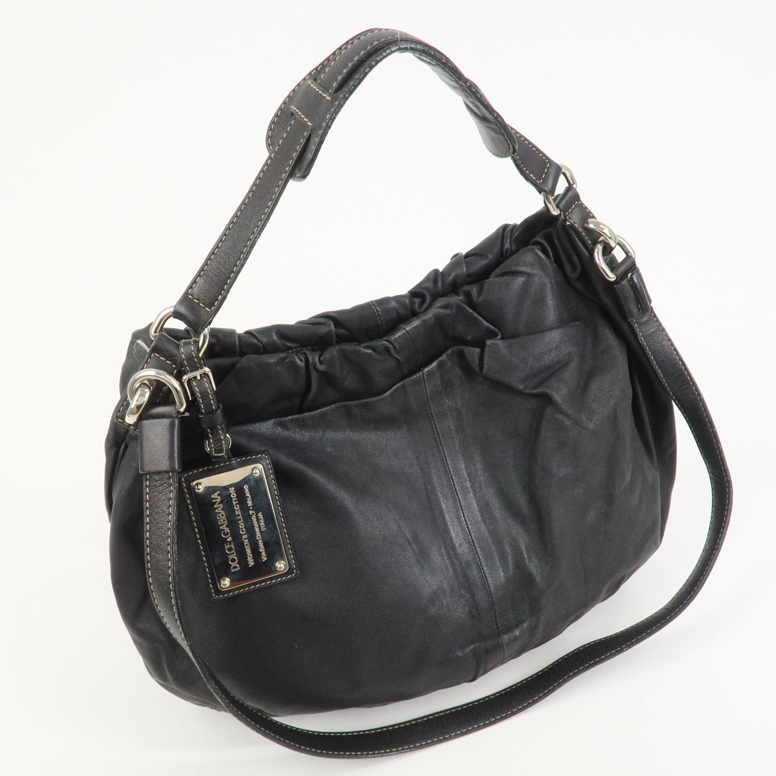 Dolce&Gabbana Leather 2Way Bag Shoulder Crossbody Bag Black