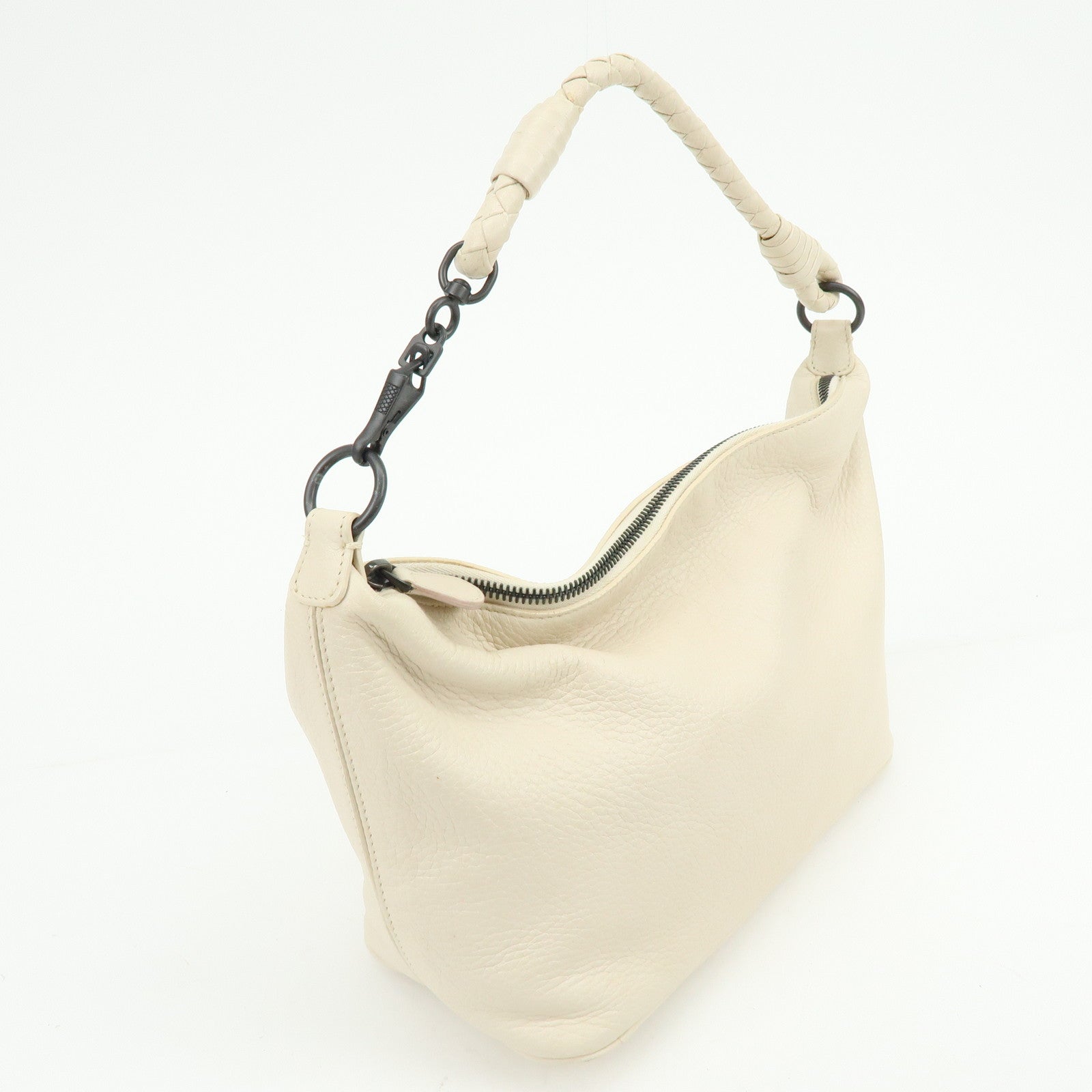 BOTTEGA VENETA Leather Shoulder Bag Hand Bag Ivory