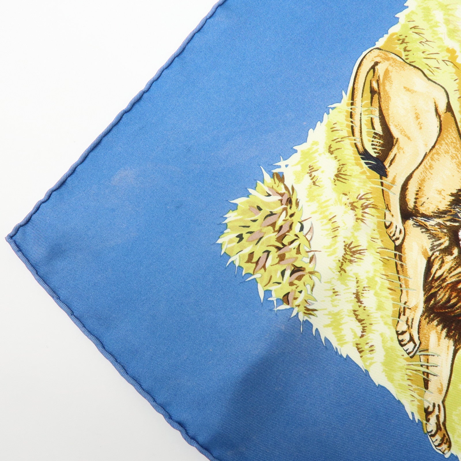 HERMES Carre 90 Silk 100% Scarf Tanzanie Animal Print Blue Green