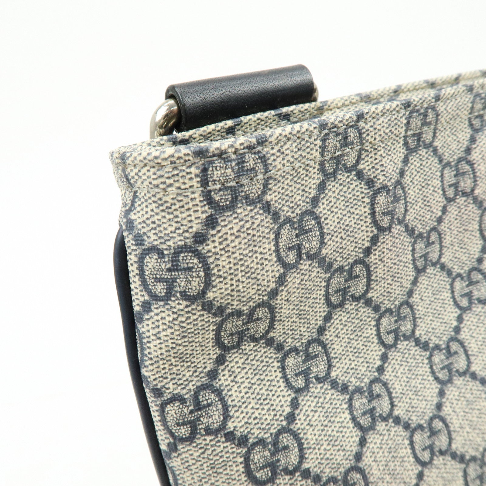GUCCI GG Supreme Shoulder Bag Crossbody Bag Gray Navy Beige 201446