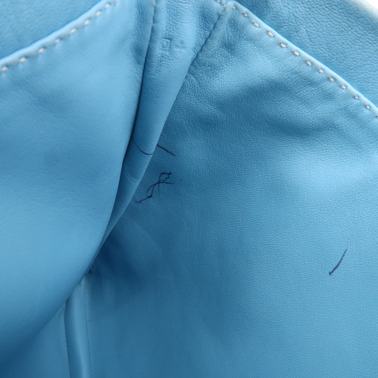 HERMES Lamb Skin Clou de Selle Shoulder Bag Crossbody Bag Blue