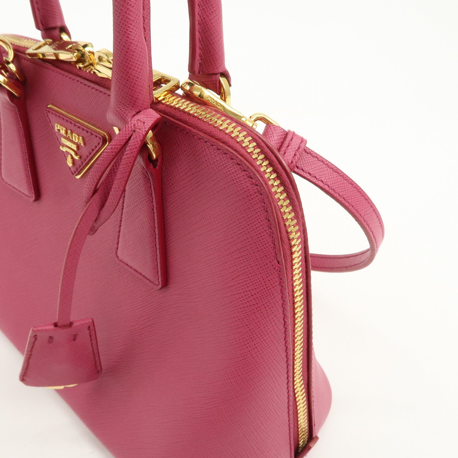 PRADA Saffiano Leather 2Way Hand Bag Shoulder Bag Pink 1BA838