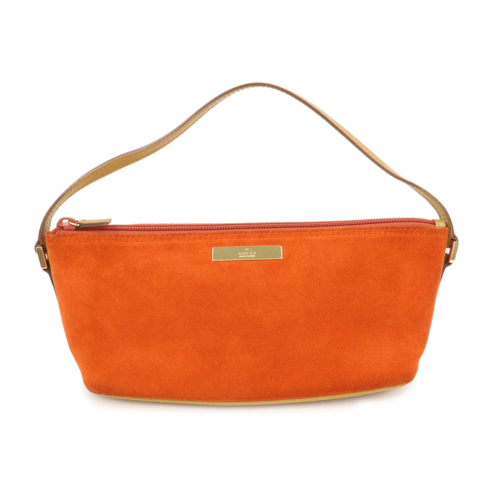 GUCCI Suede Leather Accessory Pouch Hand Bag Orange 039.1103