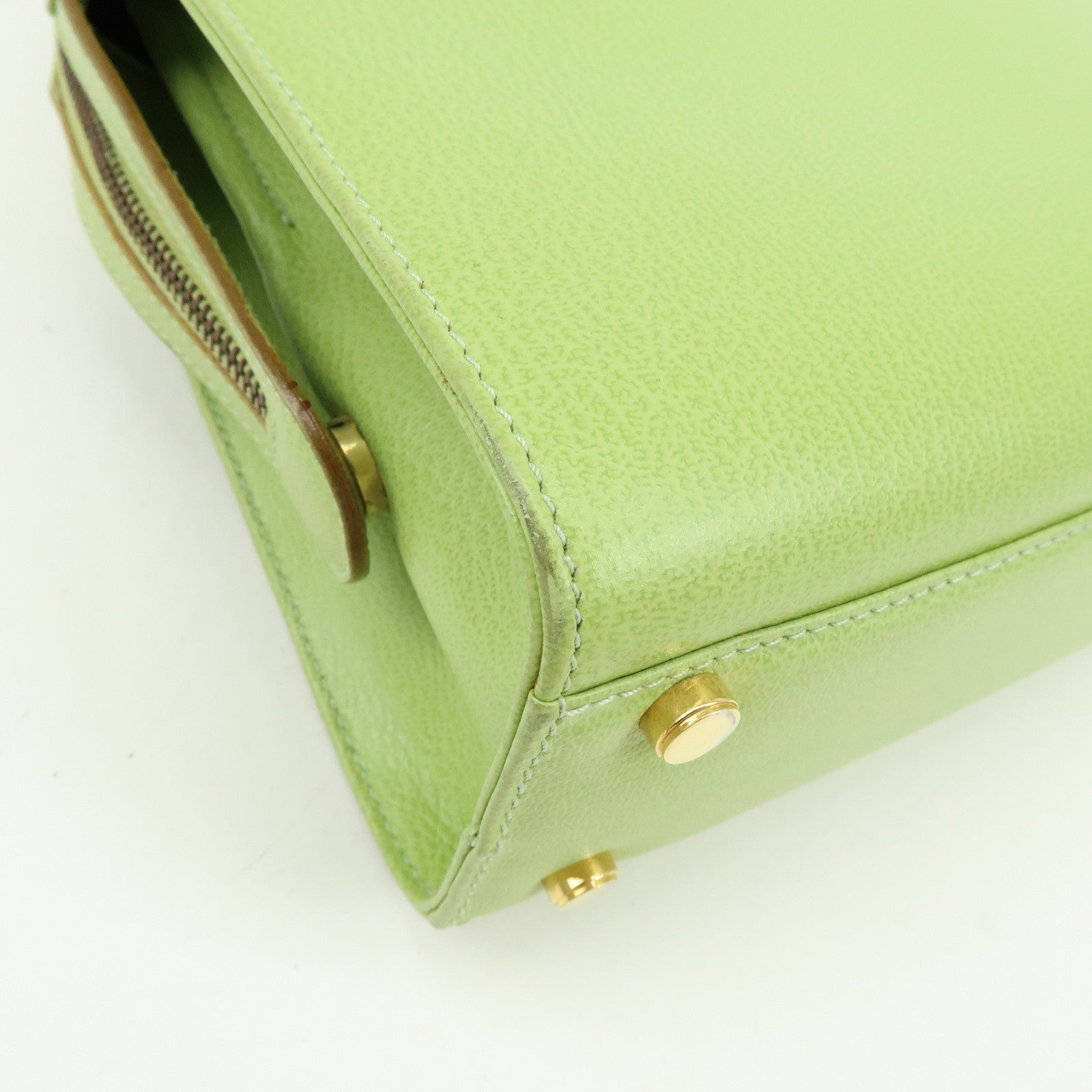 Ferragamo Gancini Leather 2Way Bag Hand Shoulder Bag Light Green