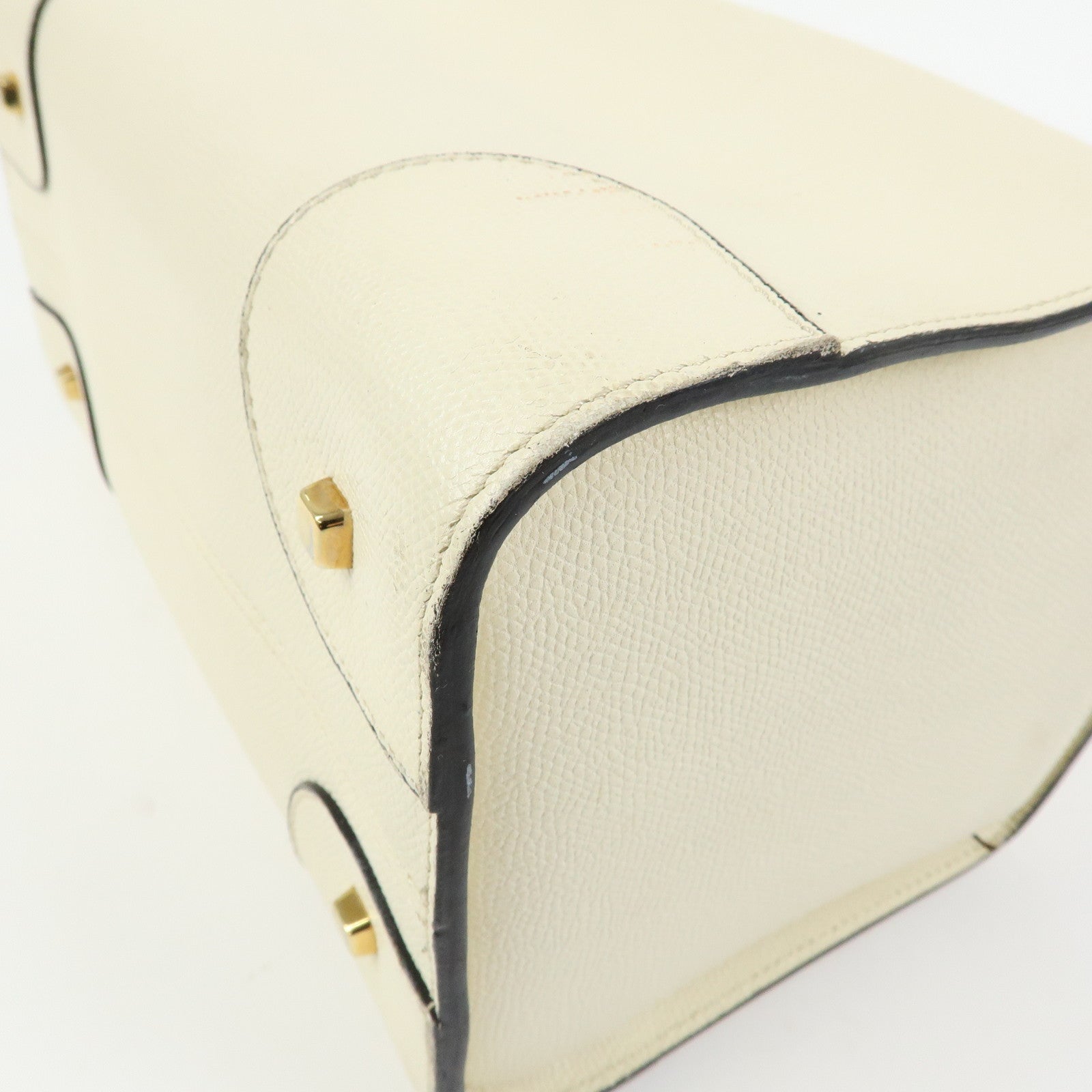 Valextra Babila Medium Leather Hand Bag Boston Bag White