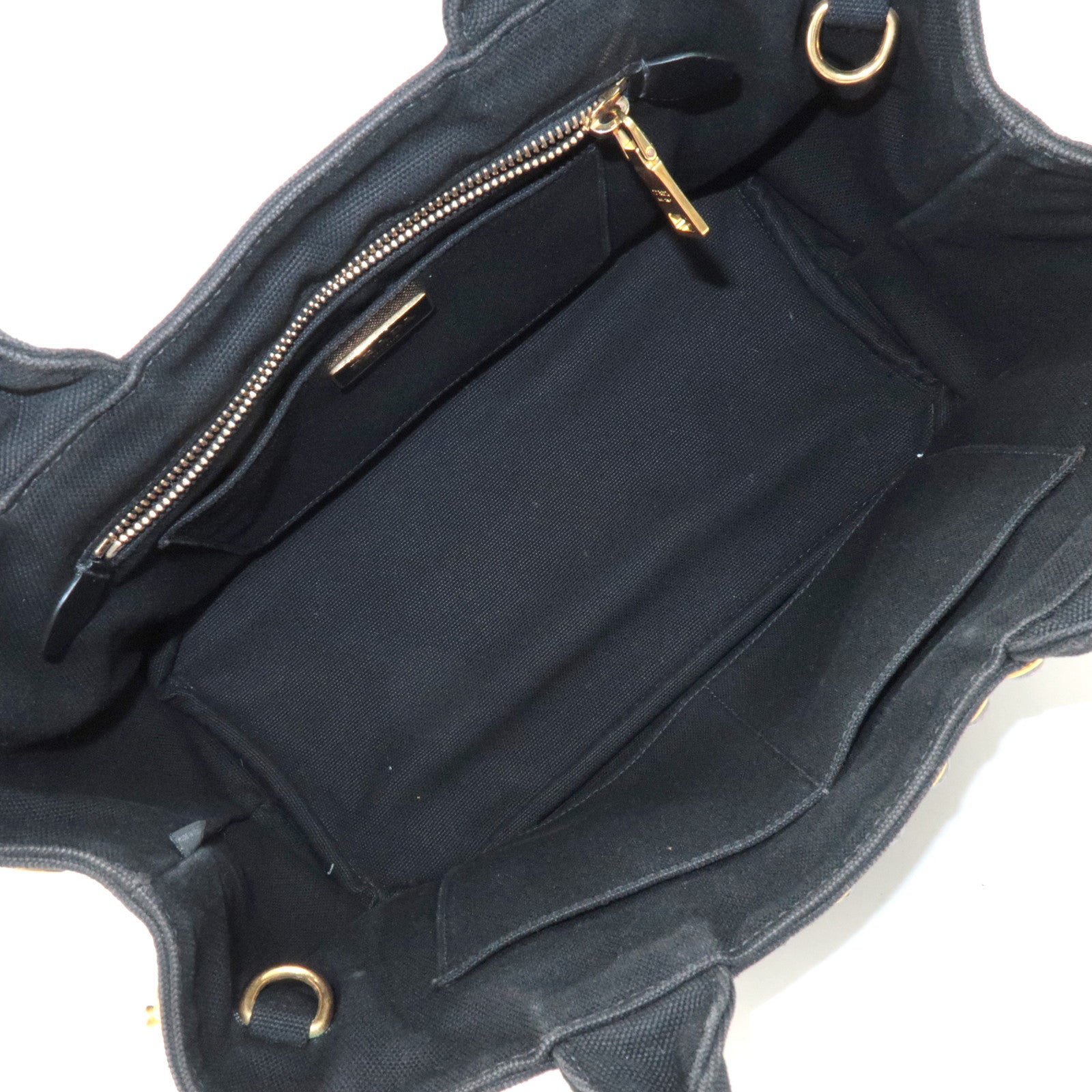PRADA Logo Canapa Mini Canvas Bijoux 2Way Bag Hand Bag Black 1BG439 Used