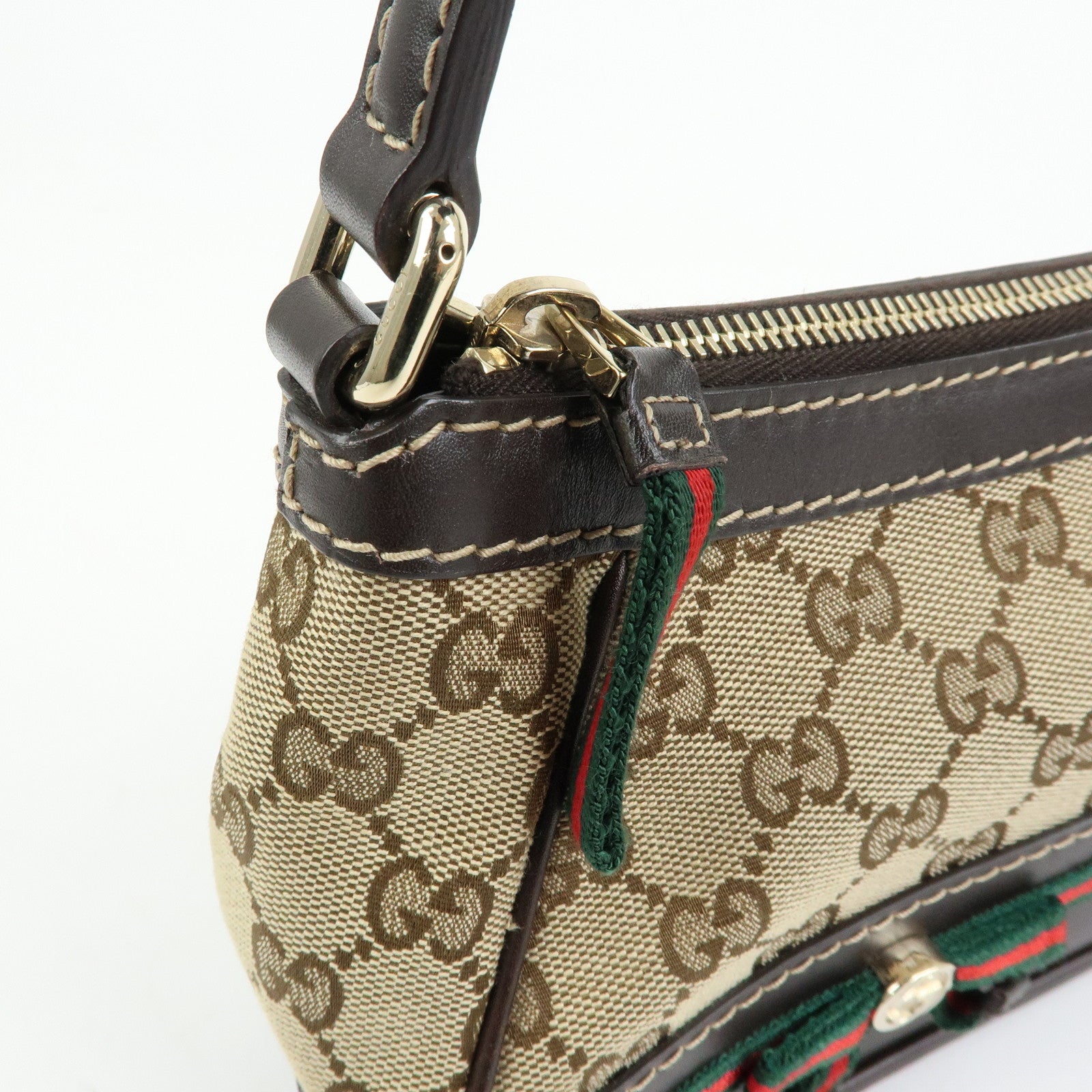 GUCCI Mayfair Sherry GG Canvas Leather Shoulder Bag Beige 269893