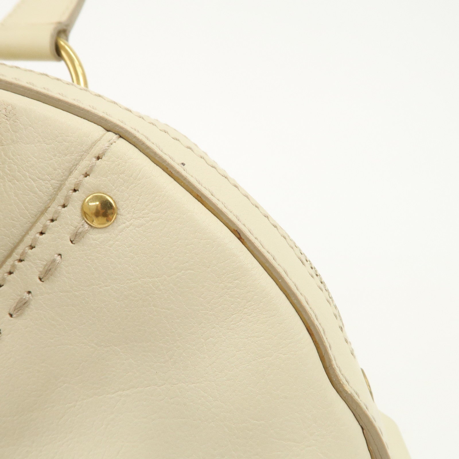 SAINT LAURENT PARIS Muse Leather Hand Bag Shoulder Bag Ivory