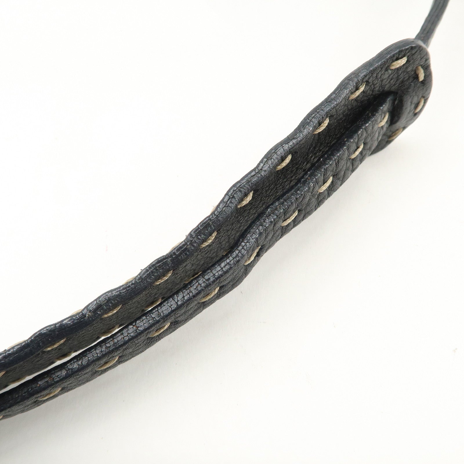 FENDI Seleria Leather Hand Bag Shoulder Bag Black 8BR430