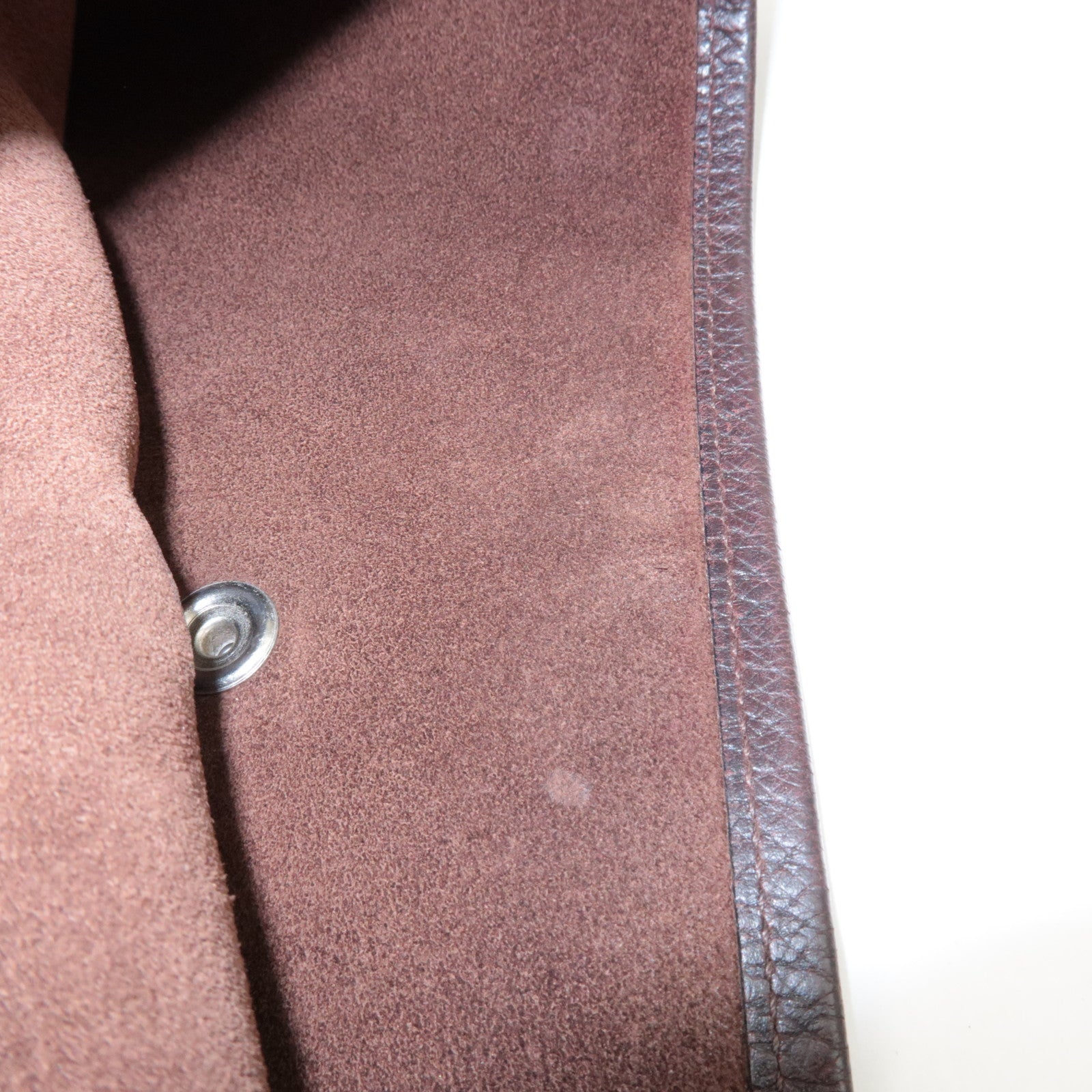 HERMES Evelyn 1GM H Engraved Leather Shoulder Bag Brown Used