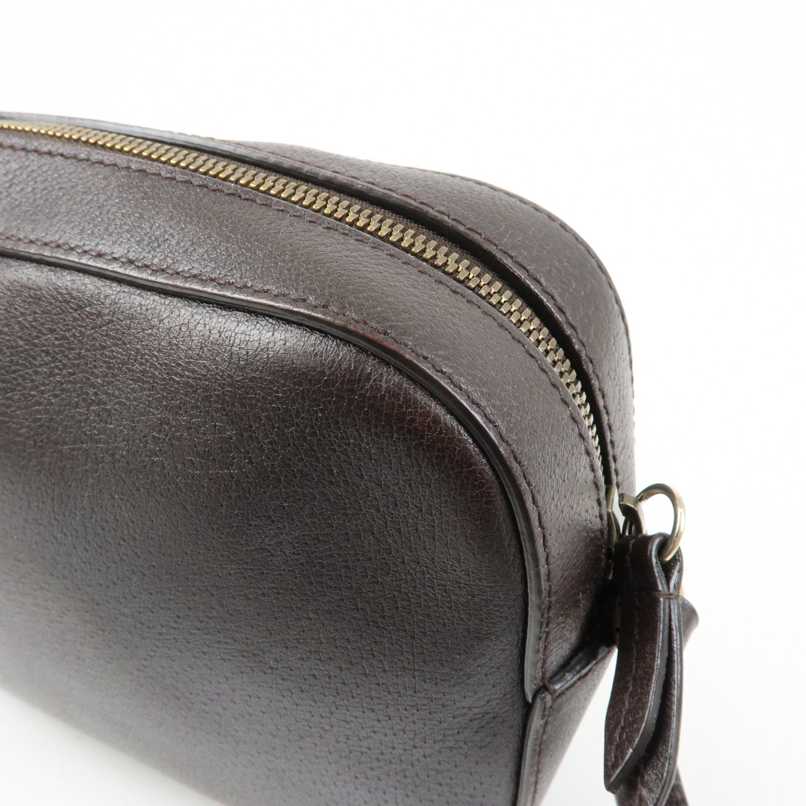 GUCCI Sherry Leather Shoulder Bag Crossbody Bag Brown 412008
