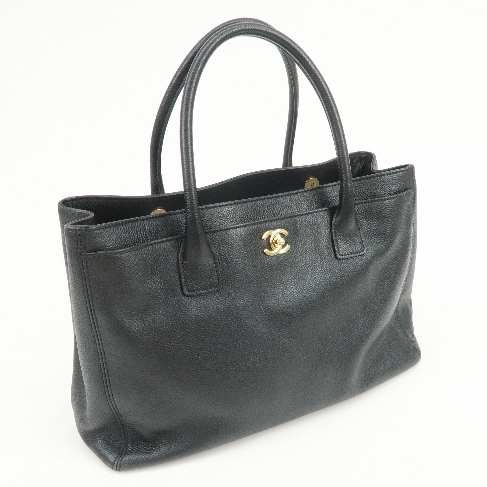 CHANEL Executive Leather Tote Bag Hand Bag Black A15206