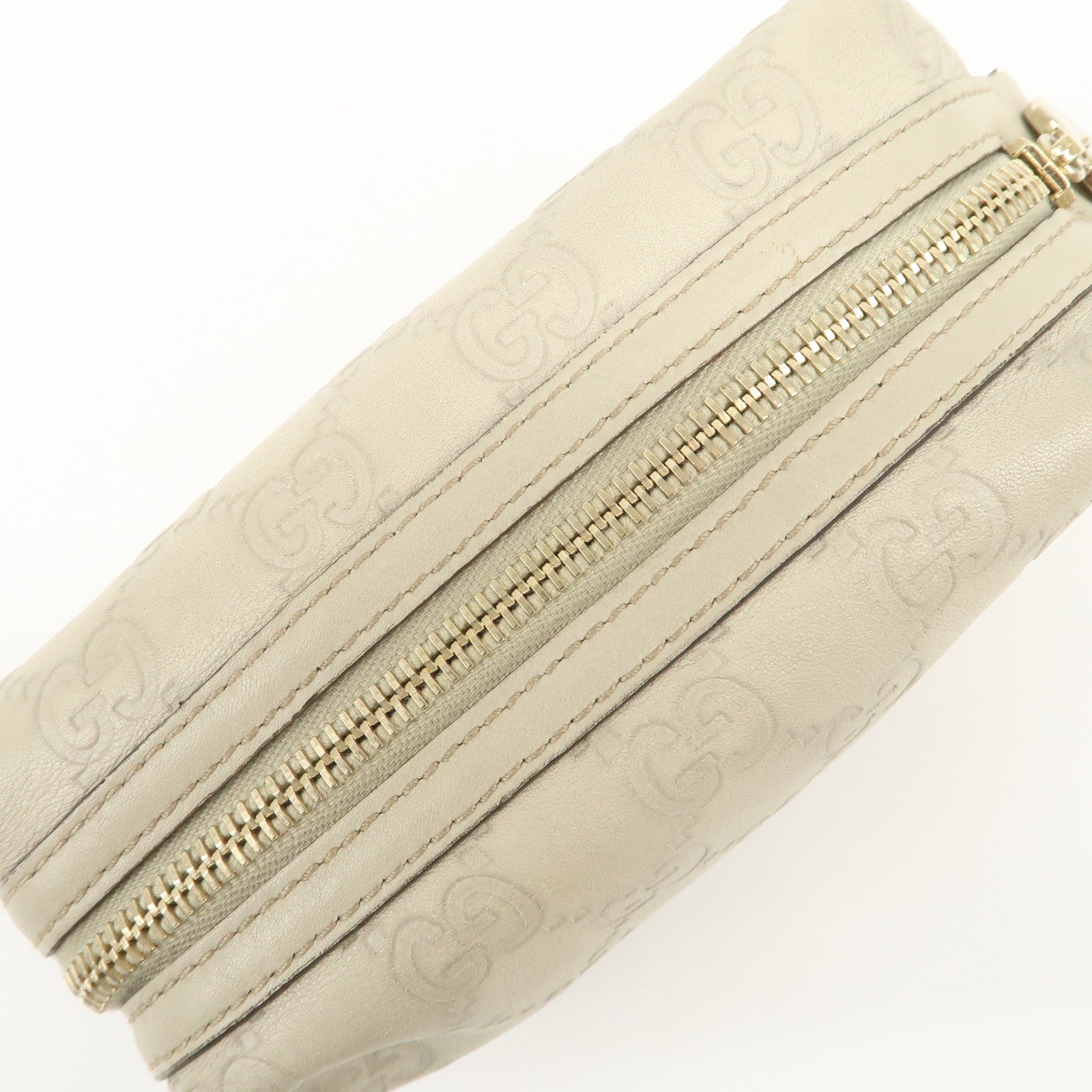 GUCCI Guccissima Leather Pouch Cosmetic Pouch Purse Ivory 153228