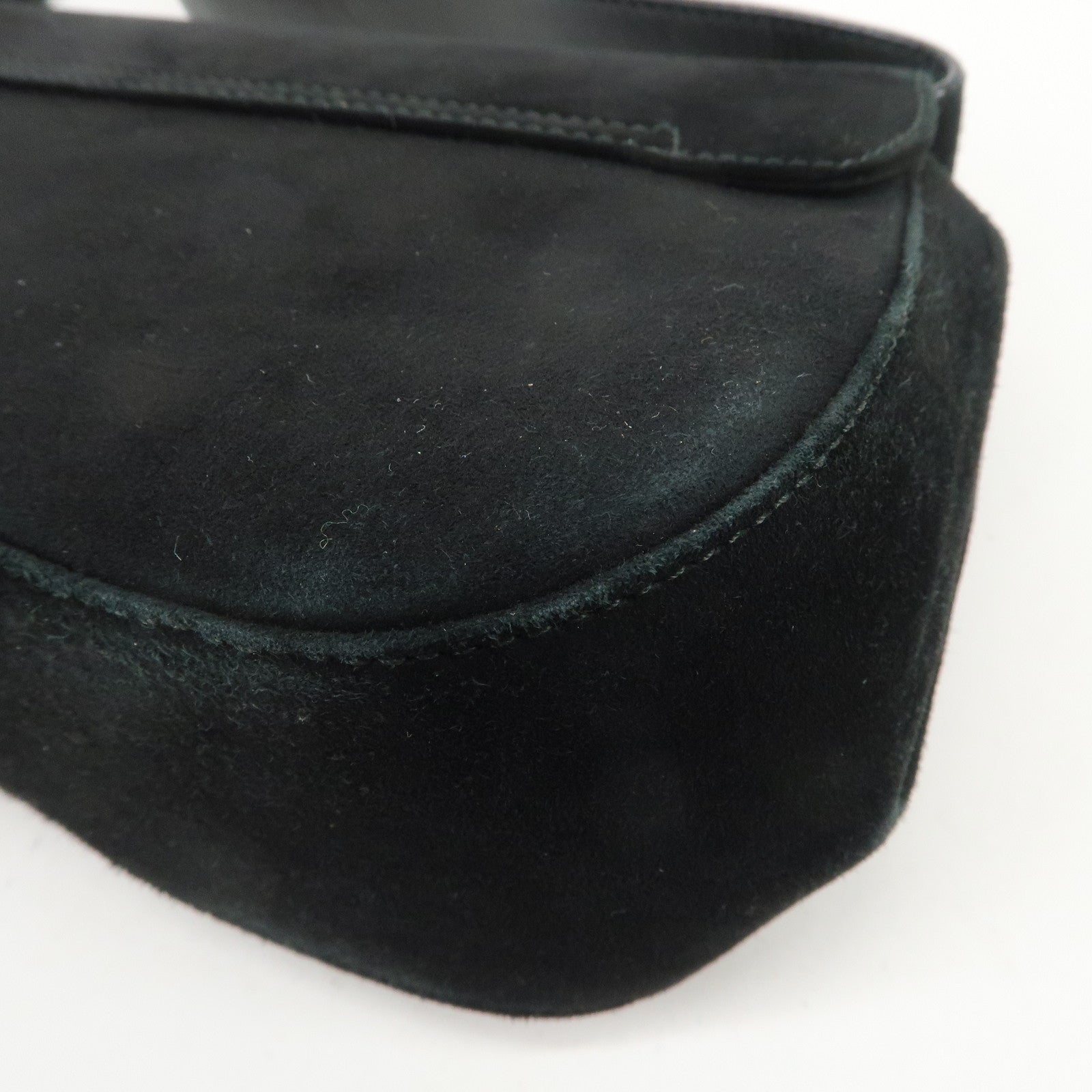 Ferragamo Gancini Suede Leather Shoulder Bag Hand Bag Black