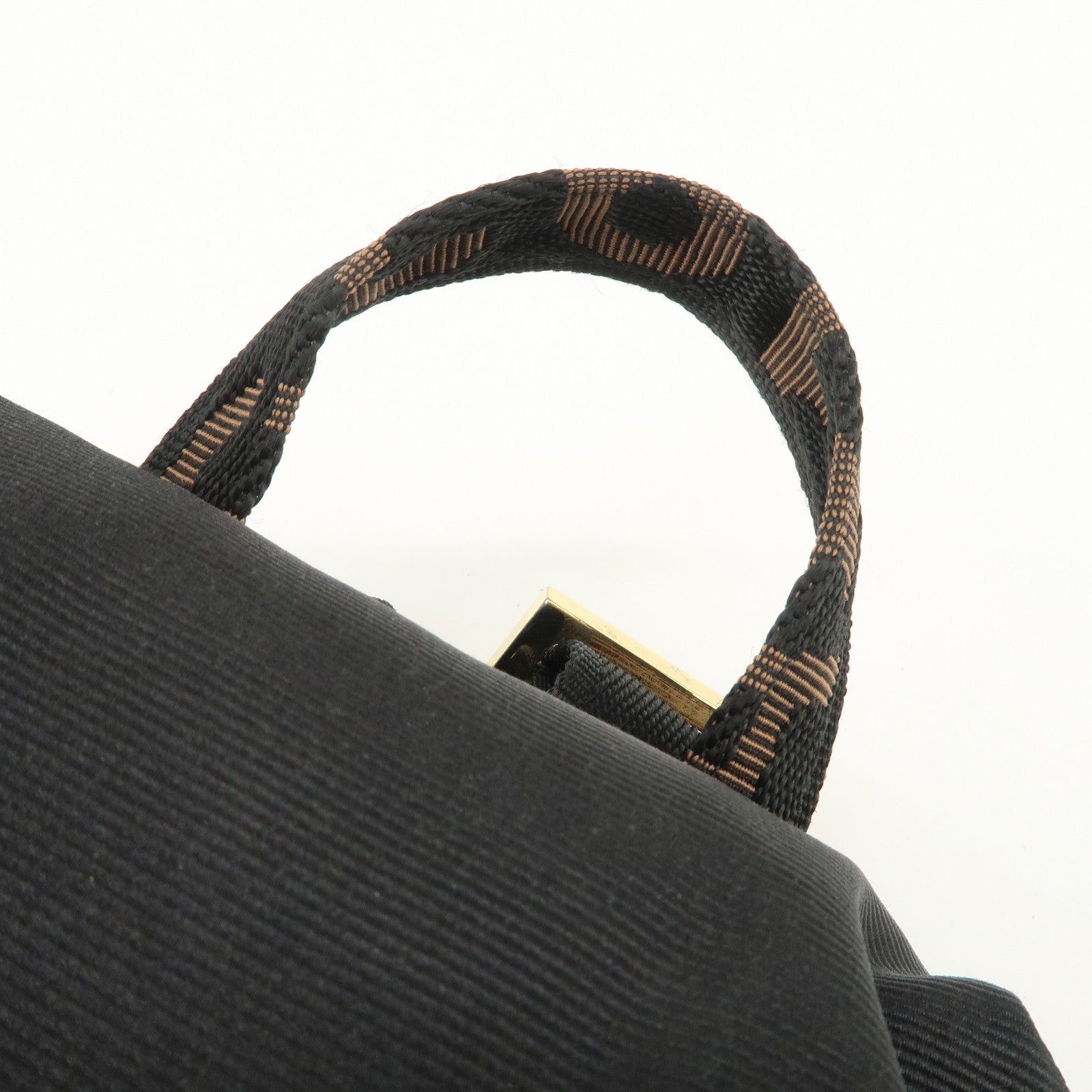 FENDI Nylon Leather Back Pack Black Gold Hardware 263390