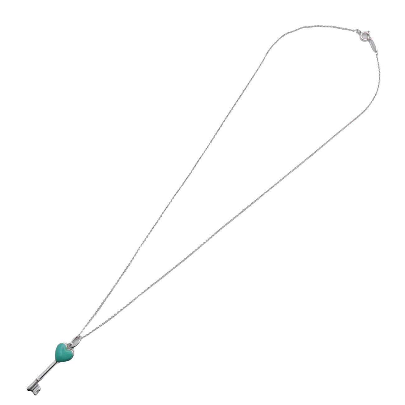 Tiffany & Co Heart Key Charm Necklace SV925 Silver Blue