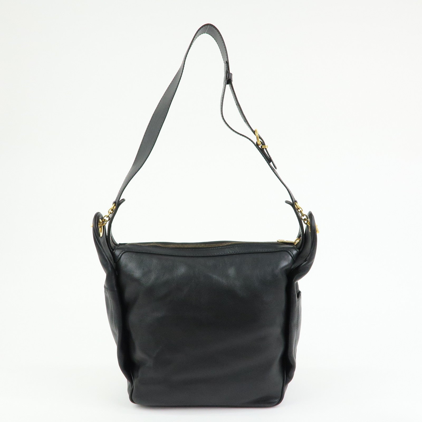 CELINE Leather Toggle Belt Shoulder Bag Crossbody Bag Black