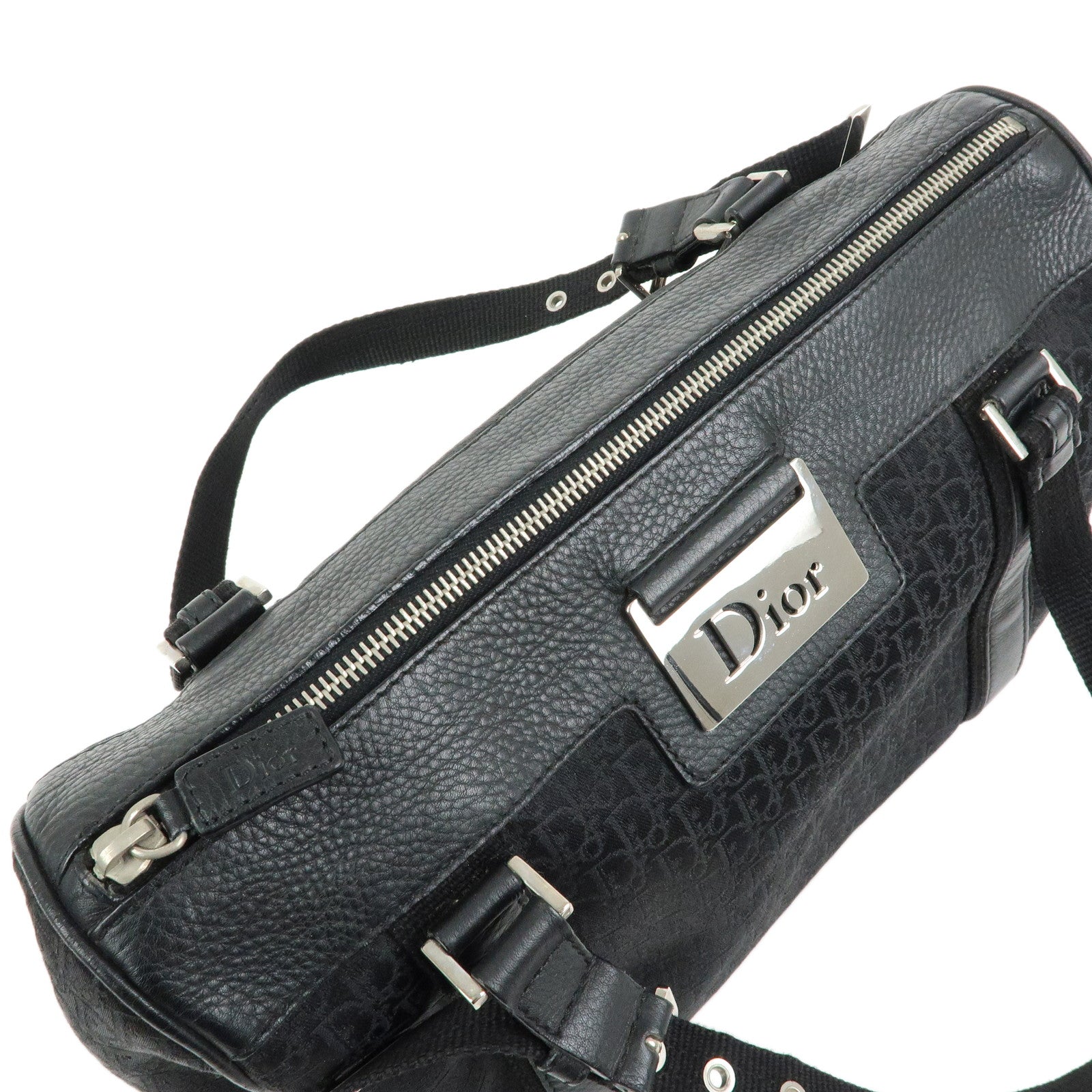 Christian Dior Street Chic Trotter Canvas Leather Boston Bag