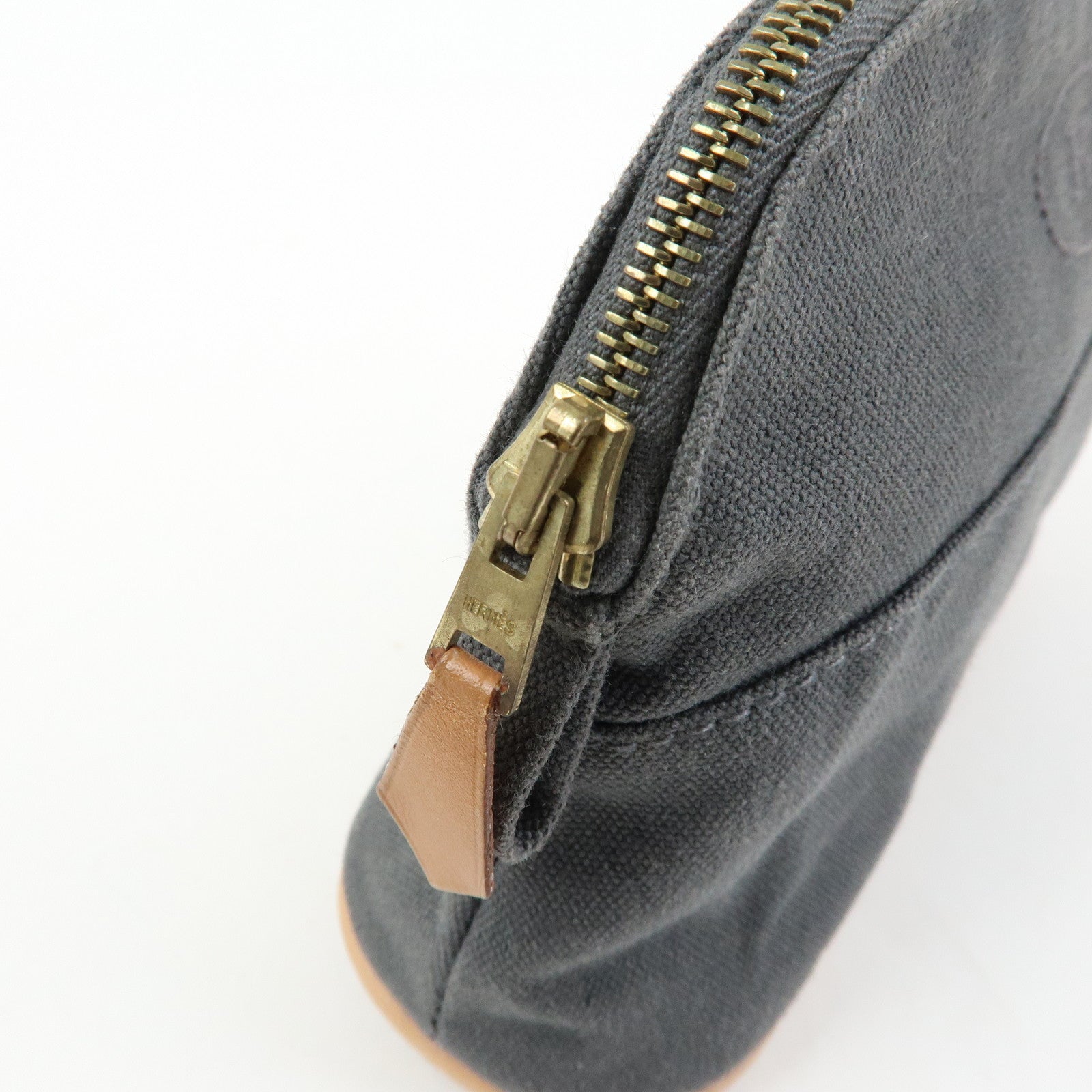 HERMES Set of 2 Bolide Mini 16 Canvas Leather Pouch Pink Grey