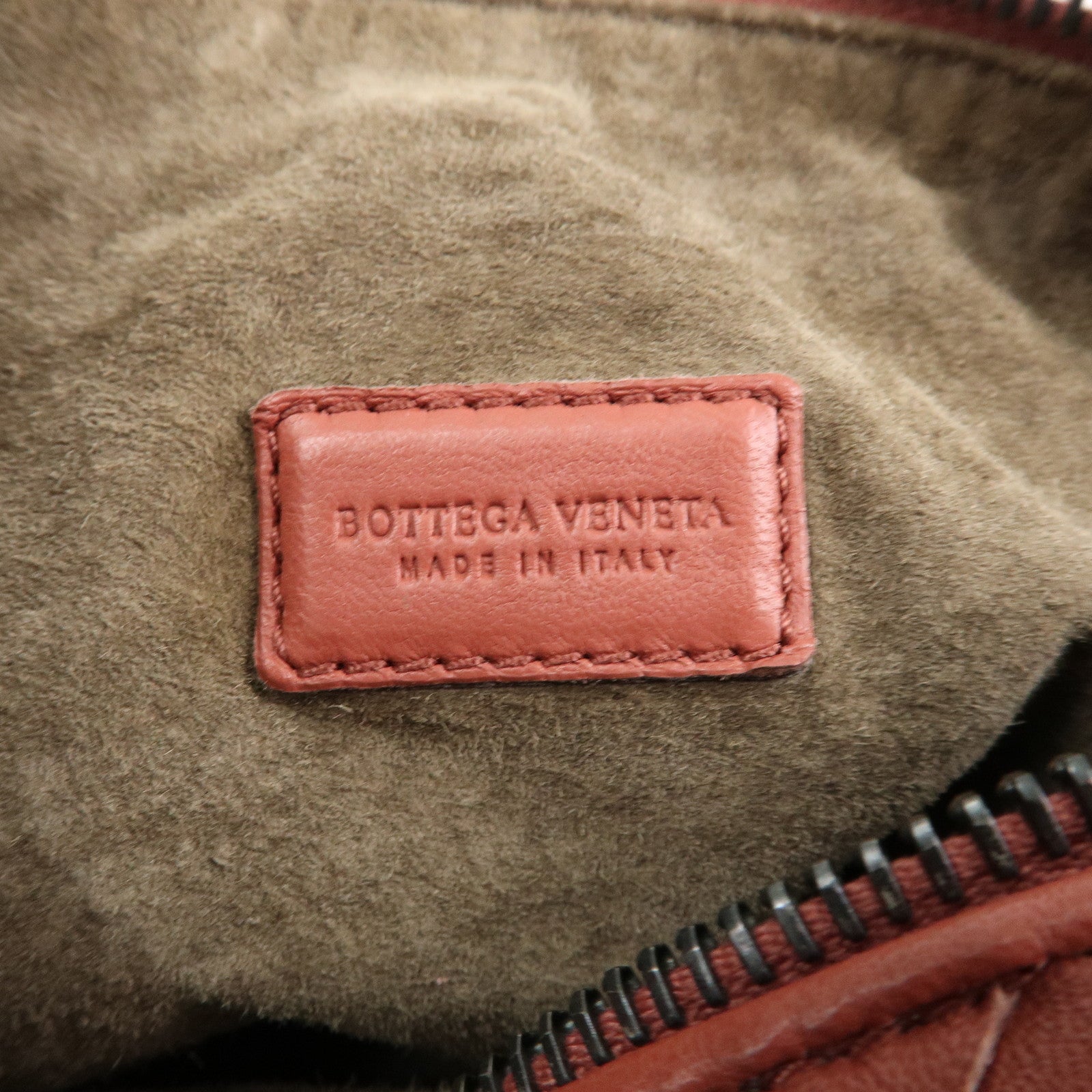BOTTEGA VENETA Intrecciato Leather Shoulder Bag Hand Bag Red