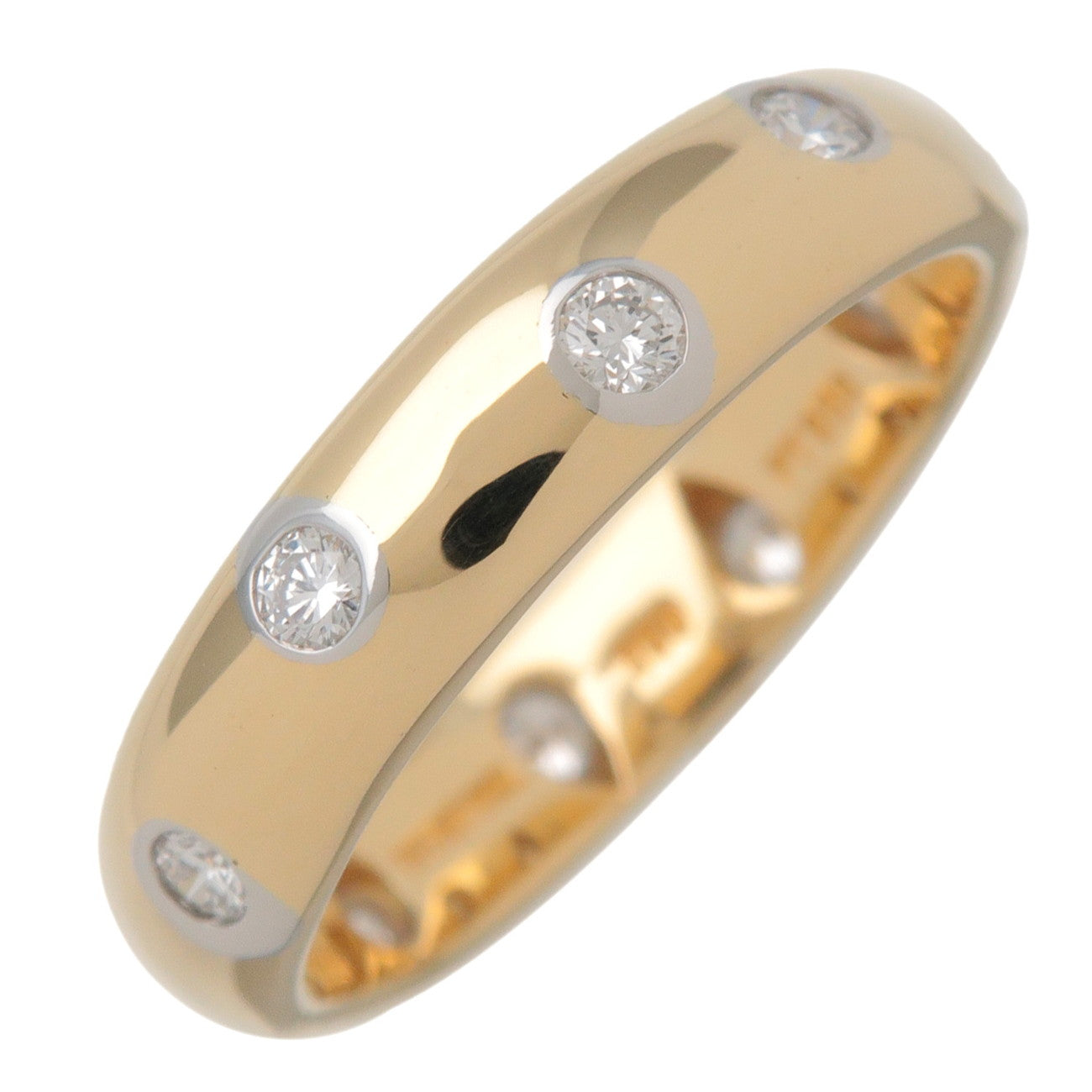Tiffany&Co Dots Ring K18 750YG Yellow Gold Platinum Diamond US4.5