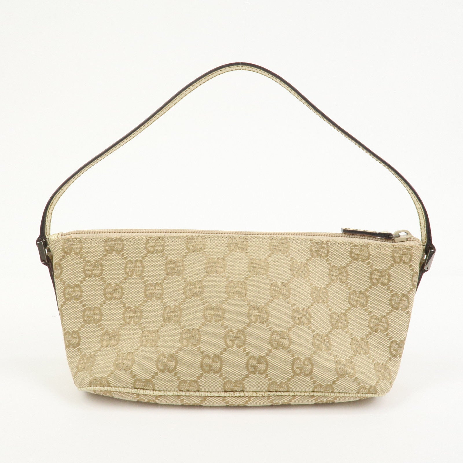 GUCCI Boat Bag GG Canvas Leather Hand Bag Beige 07198