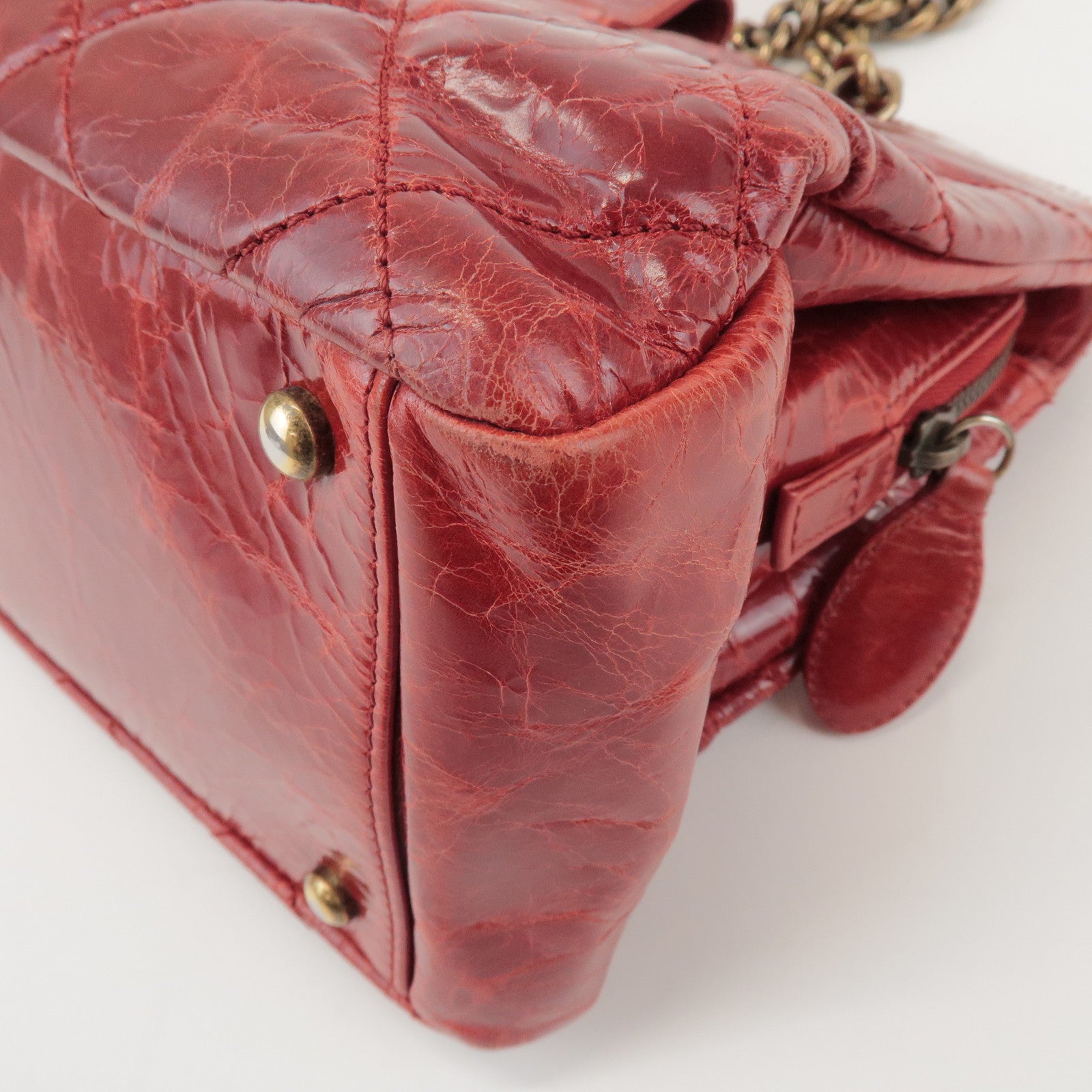 CHANEL CHANEL 2.55 Leather Chain Shoulder Bag Hand Bag Red