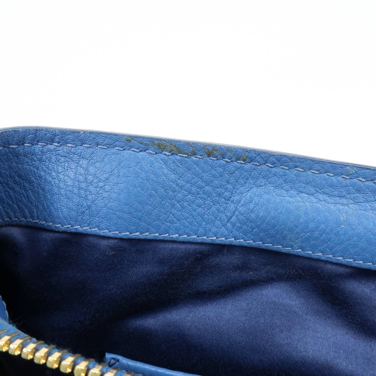 MIU MIU Logo Leather 2Way Bag Hand Bag Shoulder Bag Blue RR1945