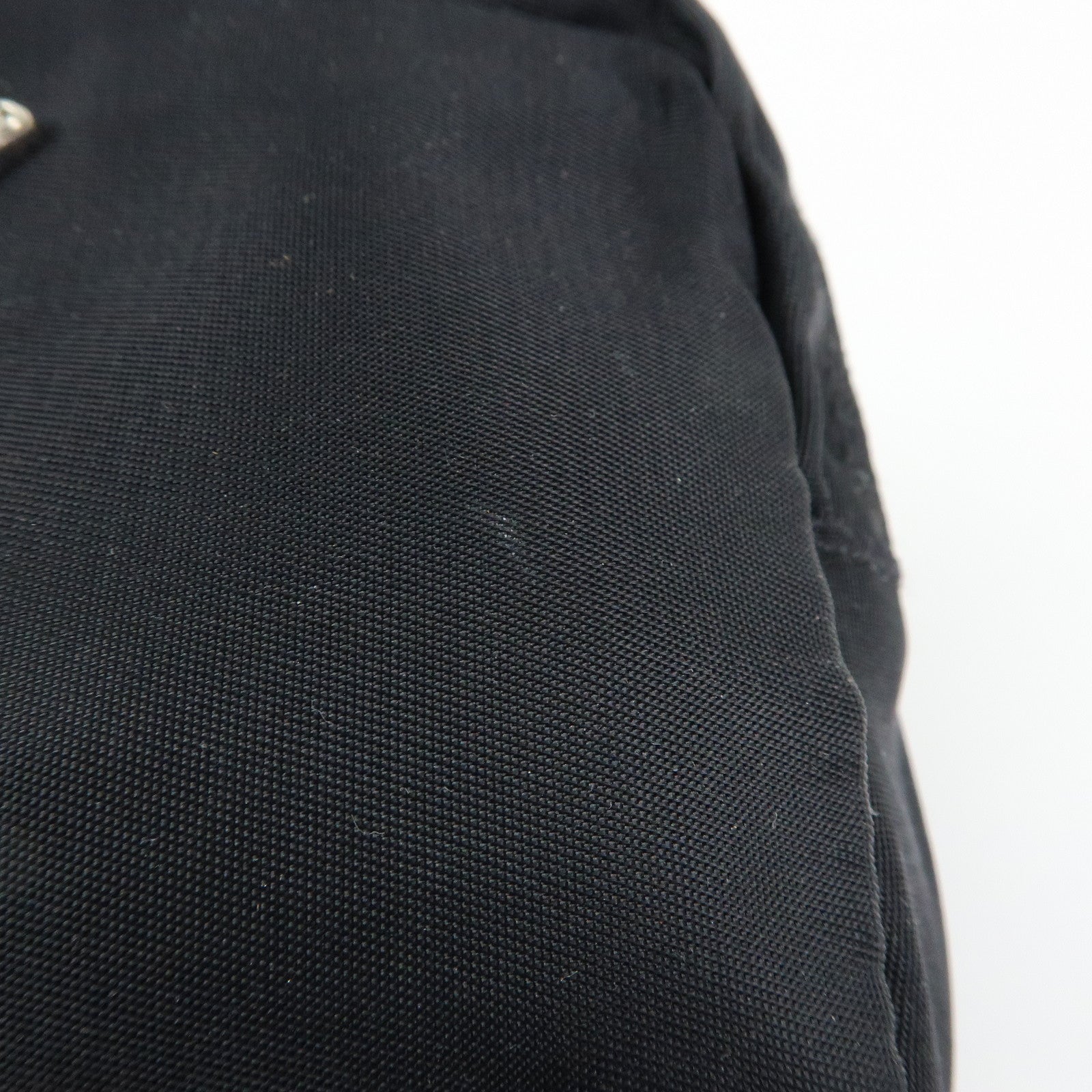 PRADA Triangle Logo Nylon Cosmetic Pouch Makeup Bag Black