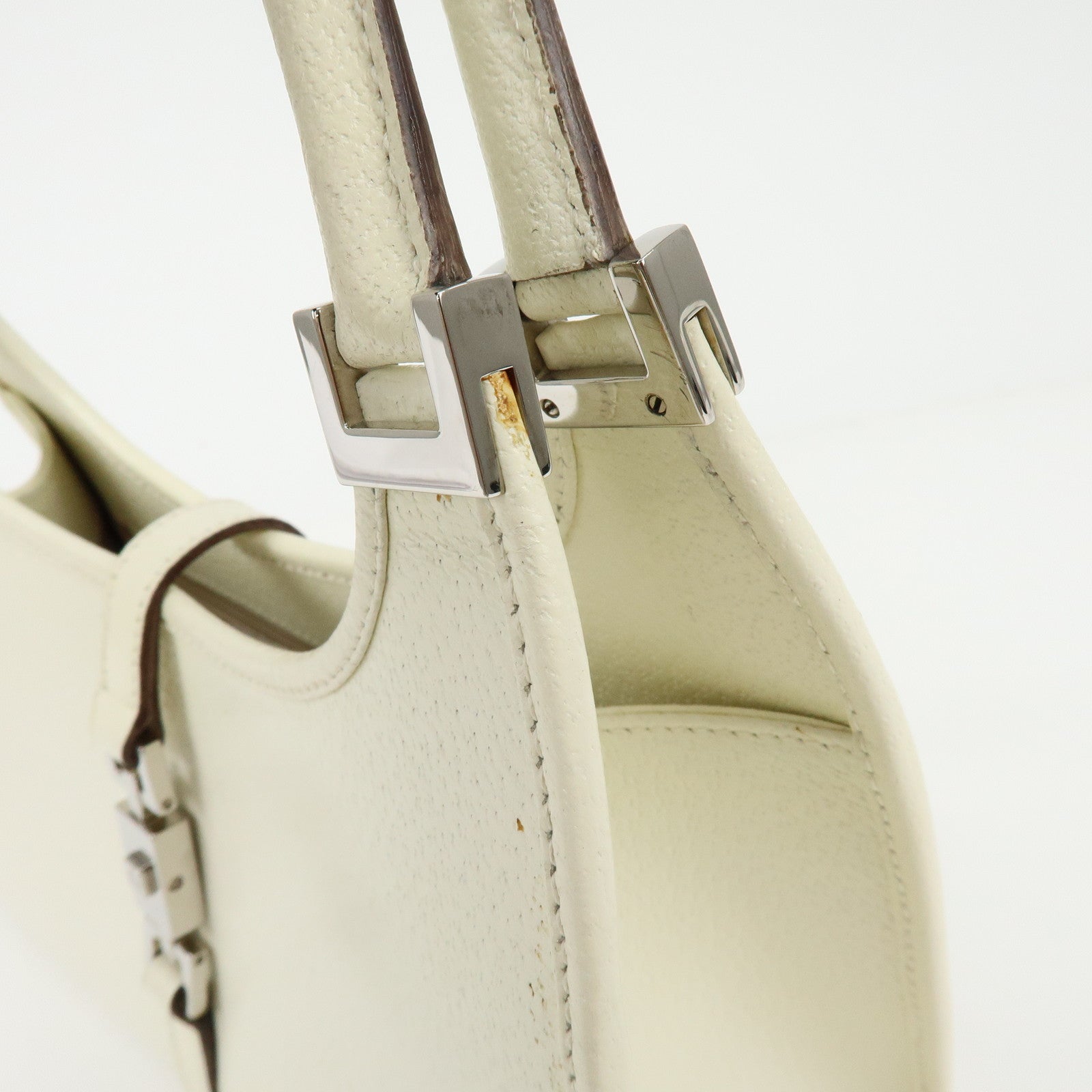 GUCCI Jackie GG Leather Shoulder Bag Hand Bag White 002.1068