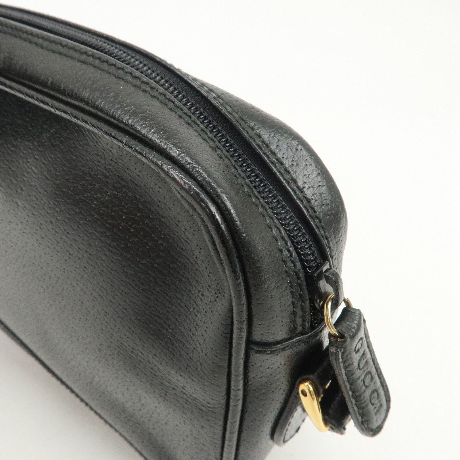 GUCCI Diamante Leather Clutch Bag Wristlet Bag Black 018・1095・3701