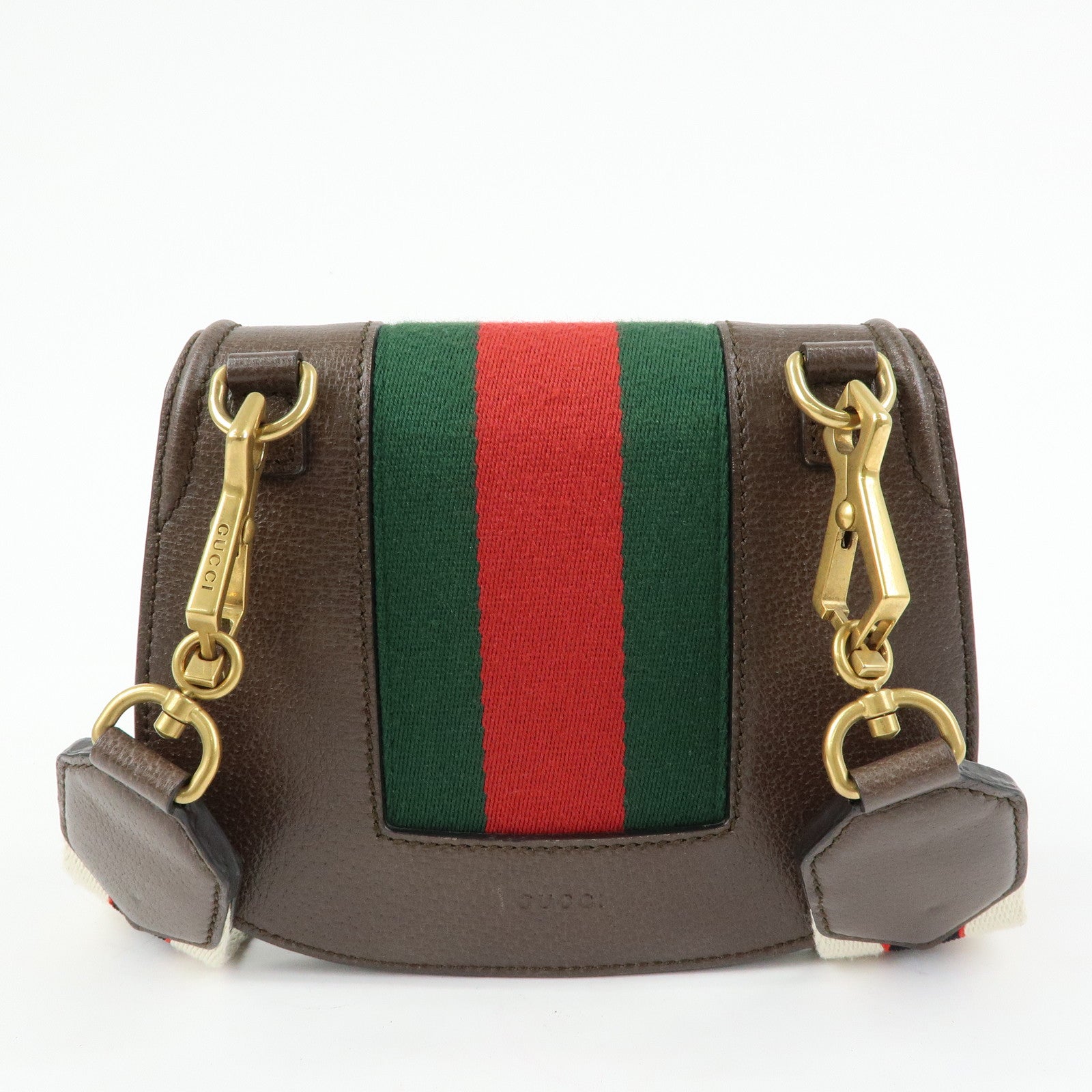 GUCCI Sherry Leather Shoulder Bag Totem Crystal Heart Brown 500756