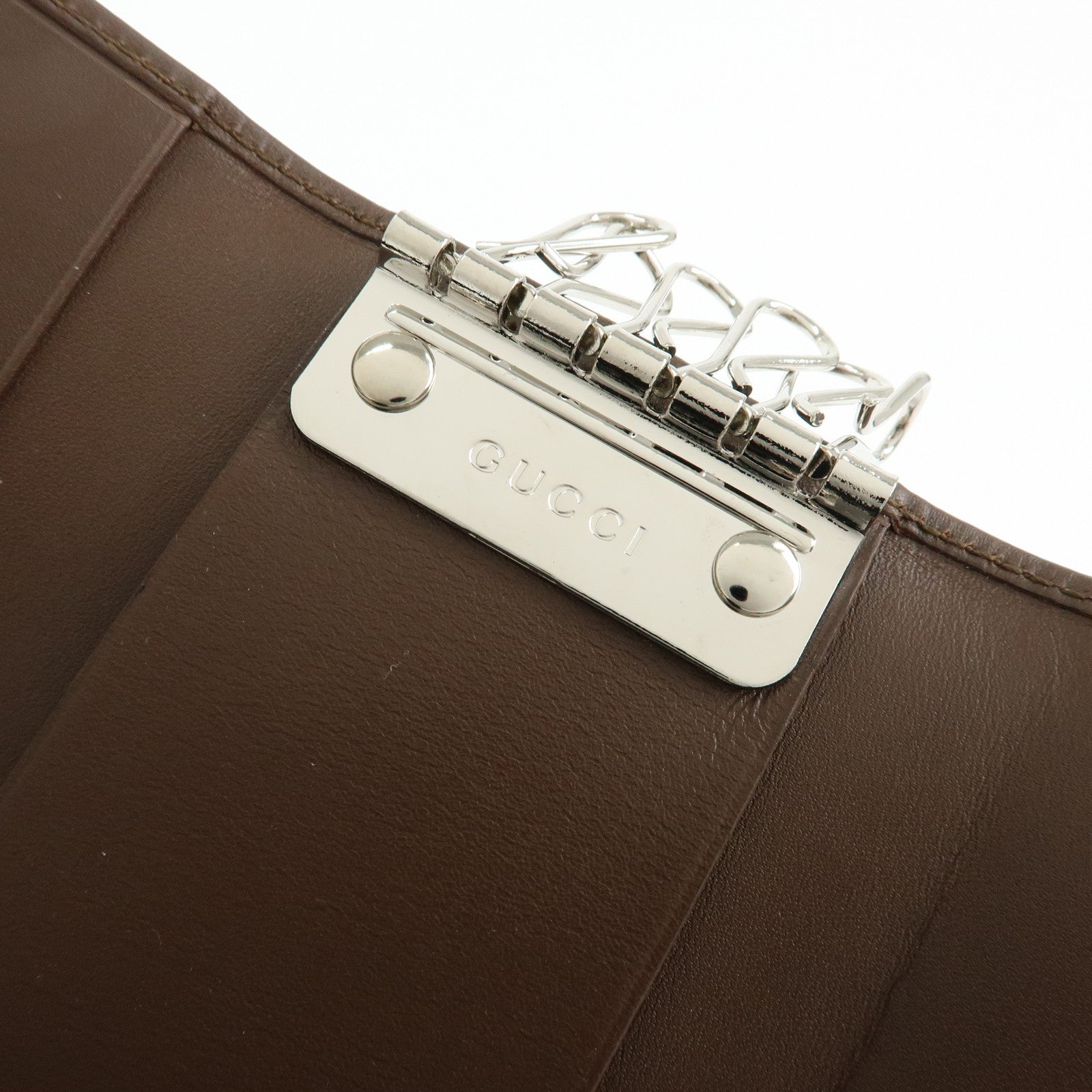 GUCCI GG Canvas Leather 6 Ring Key Case Beige Brown