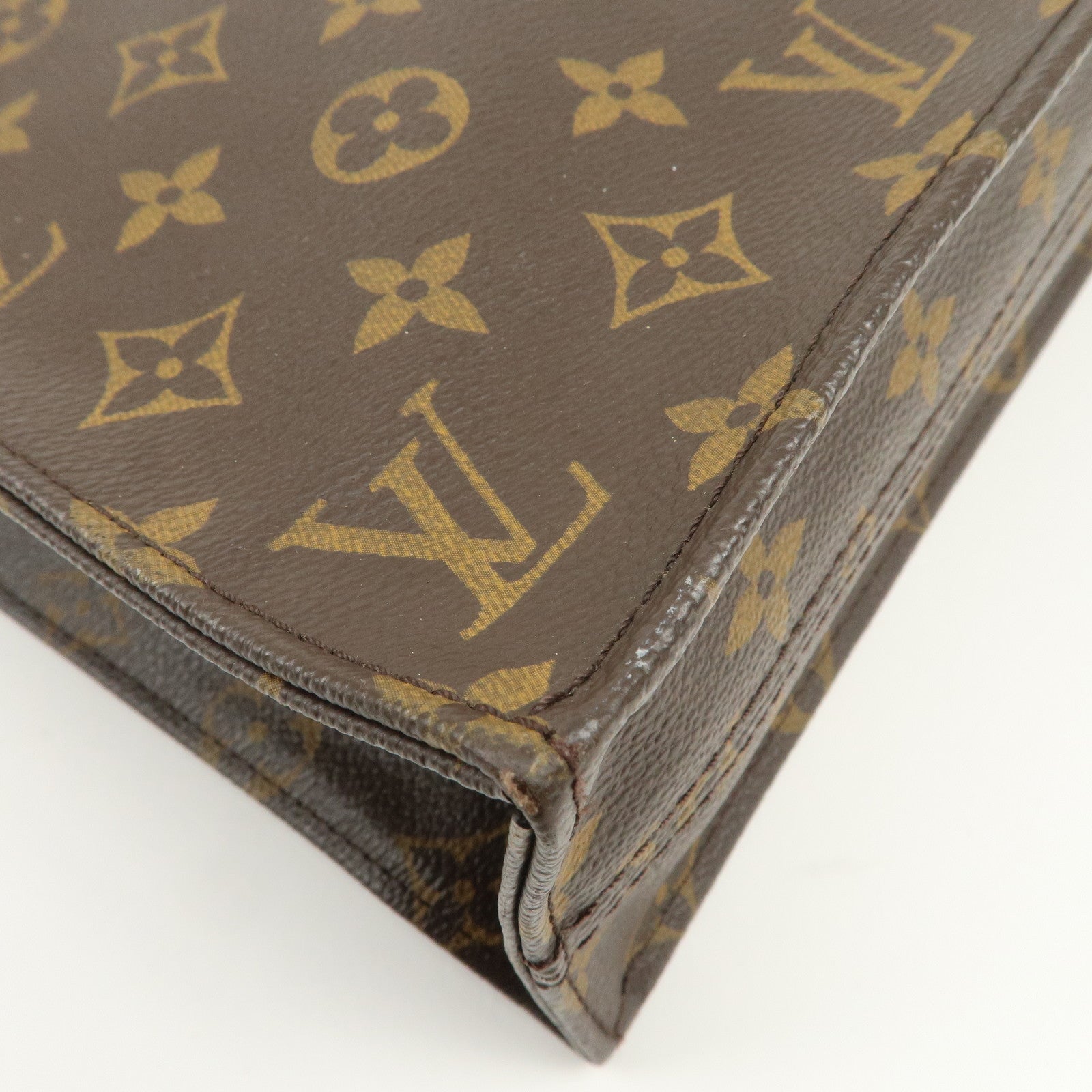 Louis Vuitton Monogram Sac Plat Tote Bag Hand Bag Brown M51140