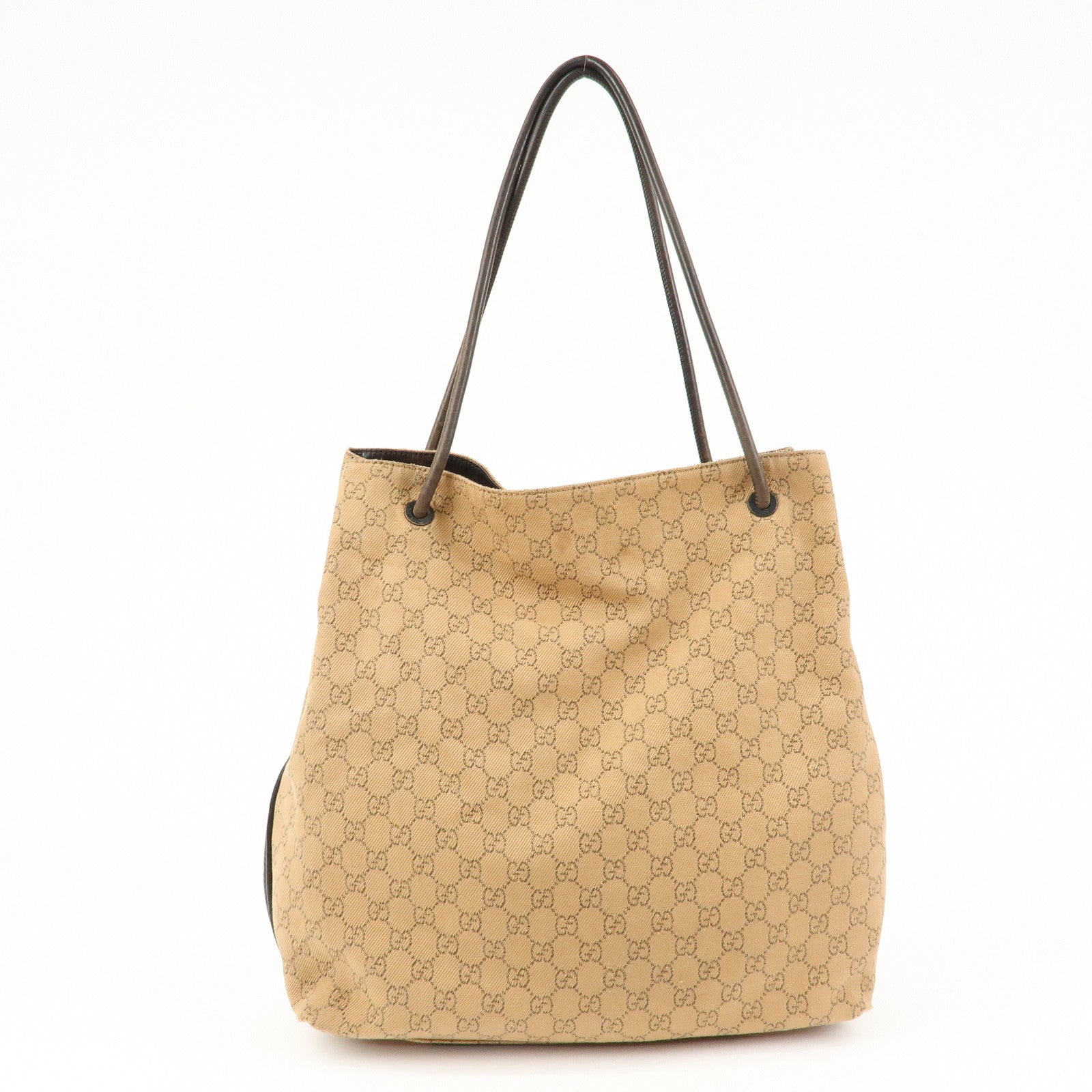 GUCCI GG Denim Leather Tote Bag Shoulder Bag Brown Beige 101340