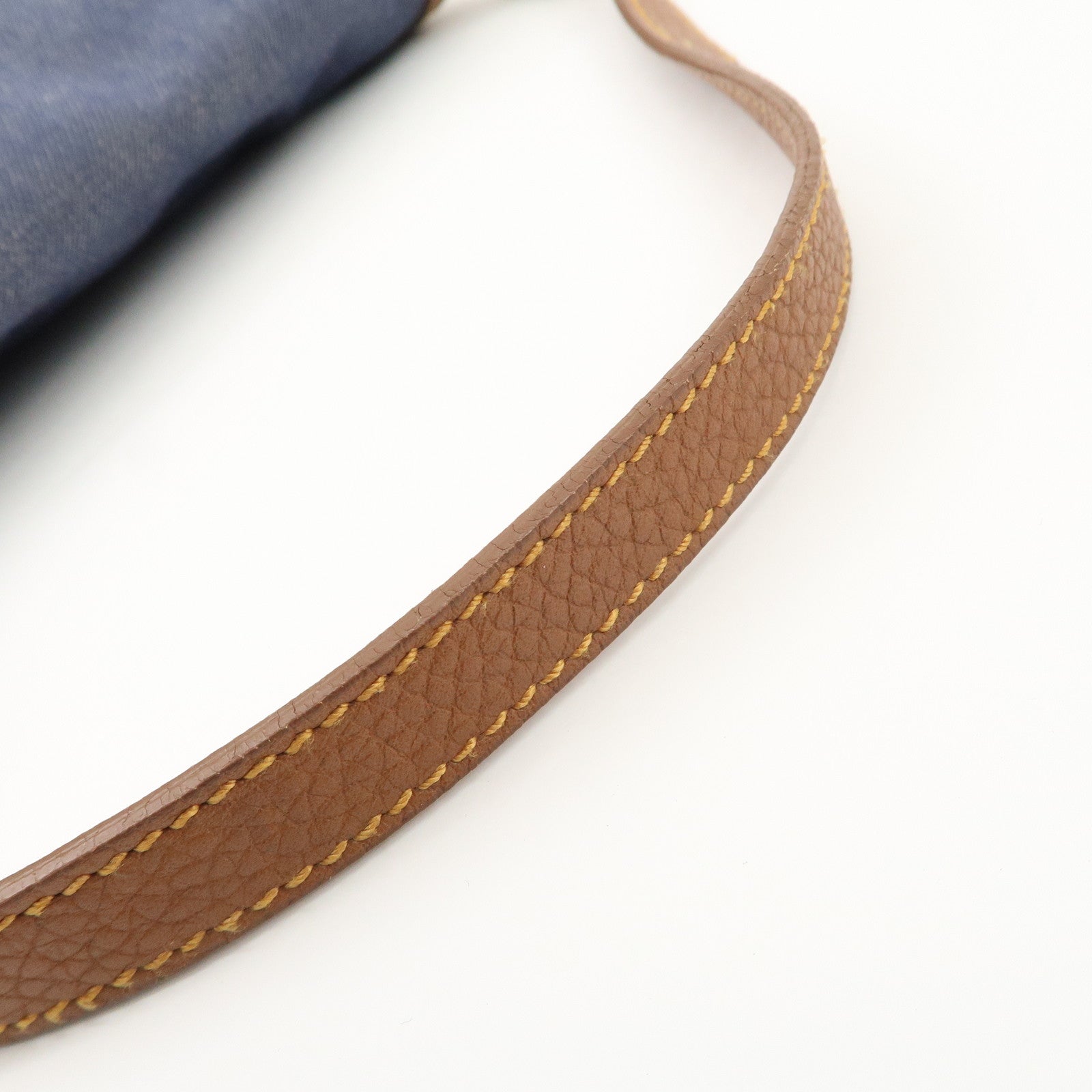 FENDI Denim Leather Shoulder Bag Hand Bag Indigo Brown 8BR445 Used