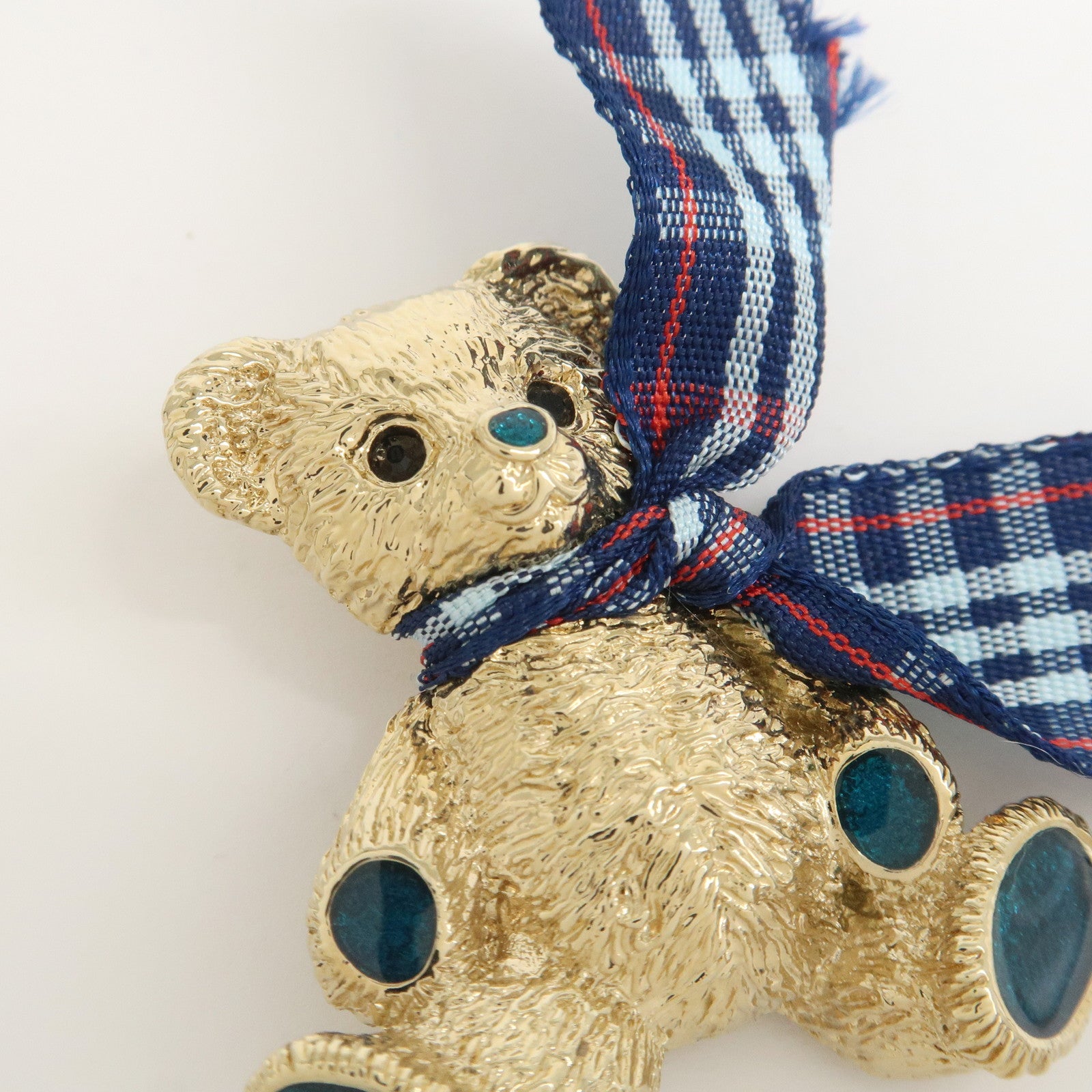 BURBERRY Plaid Metal Brooch Bear Gold