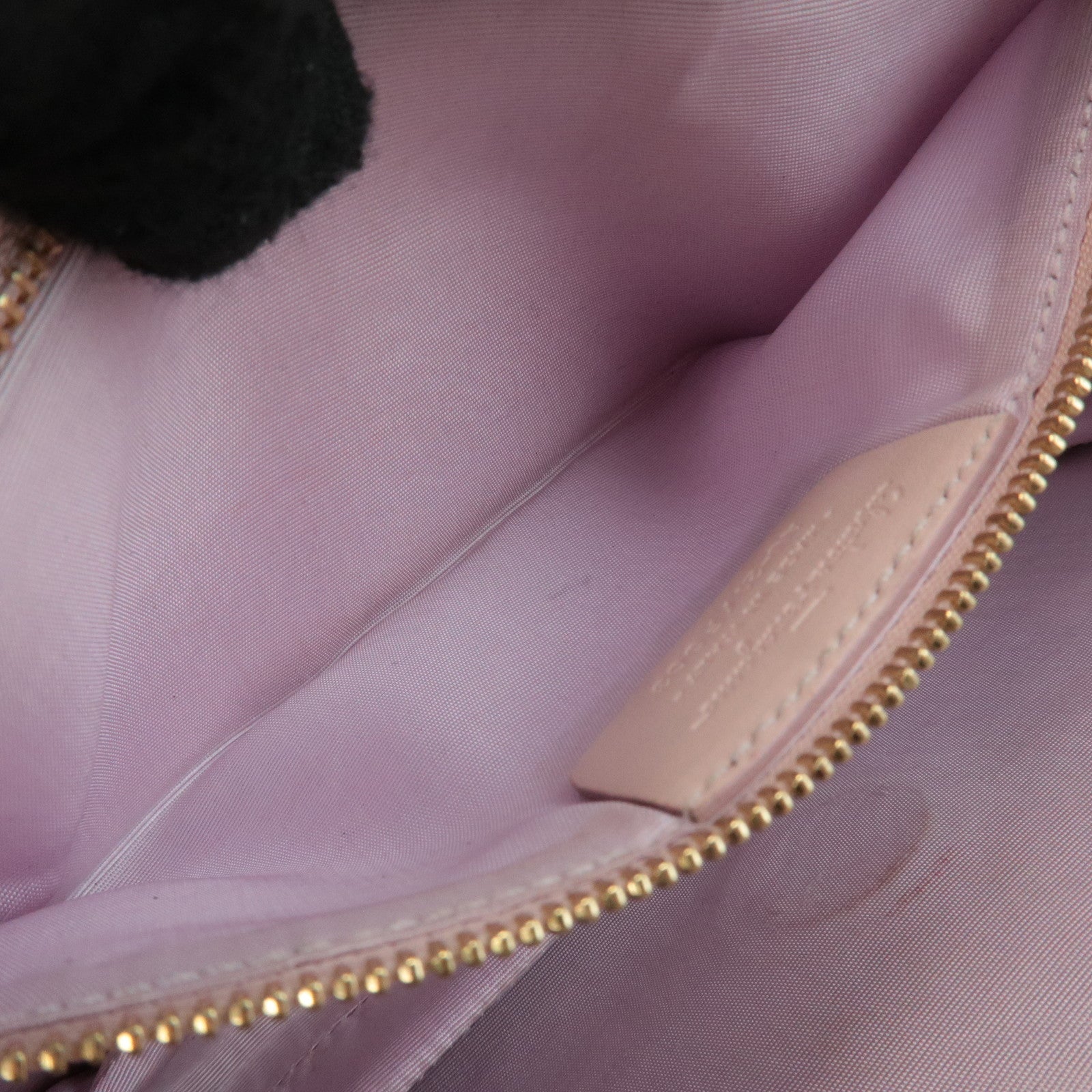 Ferragamo Vara Leather Ribbon Chain Shoulder Bag Pink Used