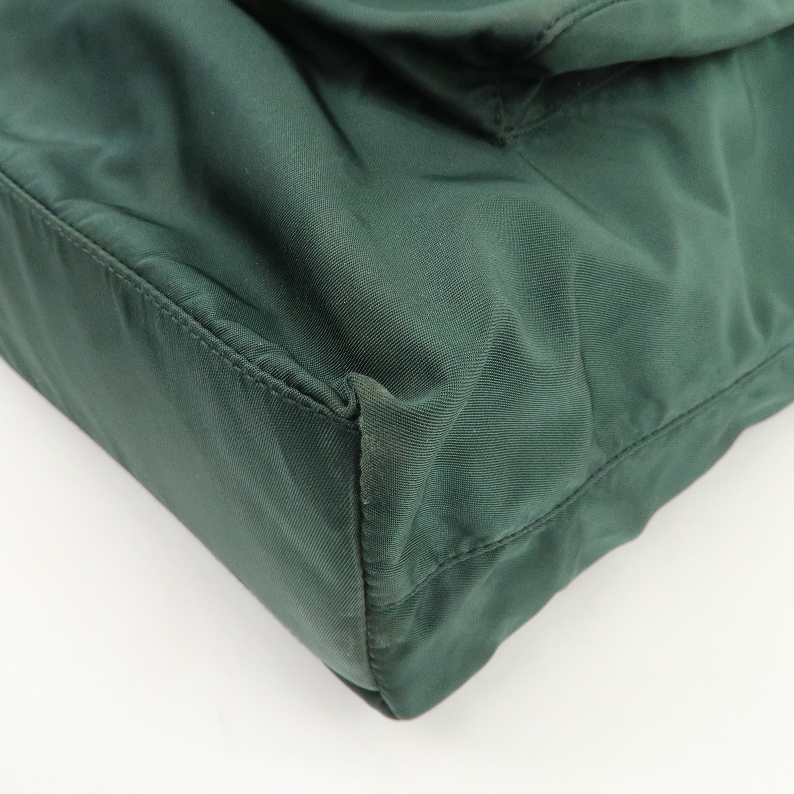 PRADA Triangle Logo Nylon Leather Shoulder Bag Hand Dark Green