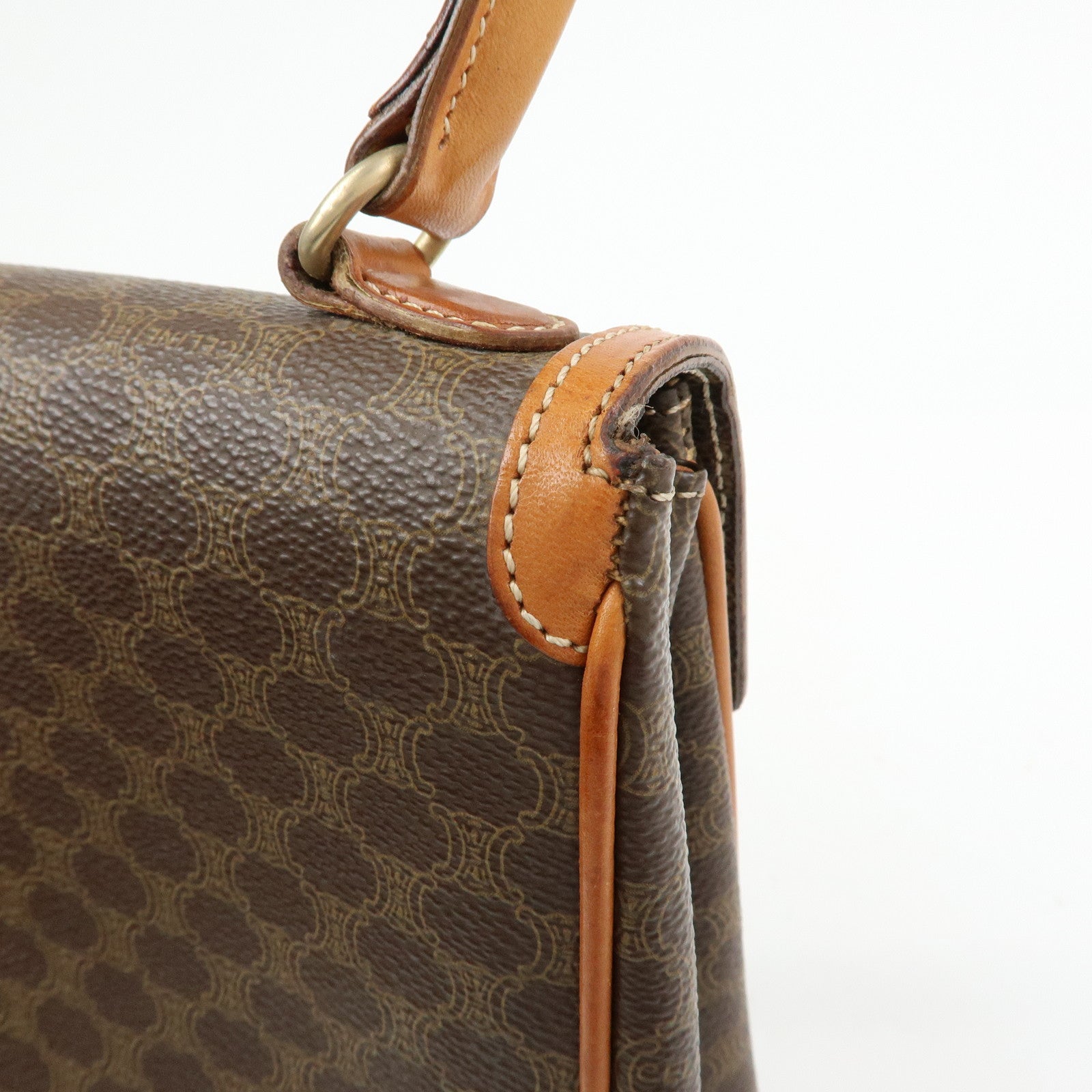 CELINE Macadam PVC Leather 2WAY Bag Hand Bag Shoulder Bag Brown